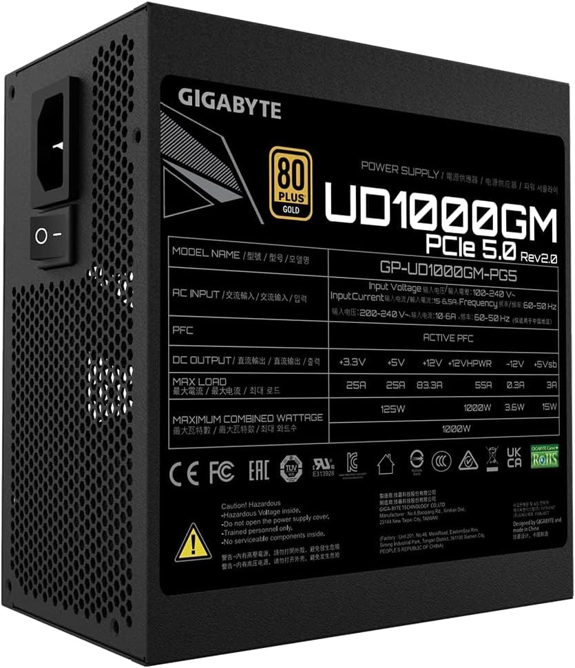 Zasilacz Gigabyte GP-UD1000GM PG5 rev 2.0 1000W 80+ - immagine 7