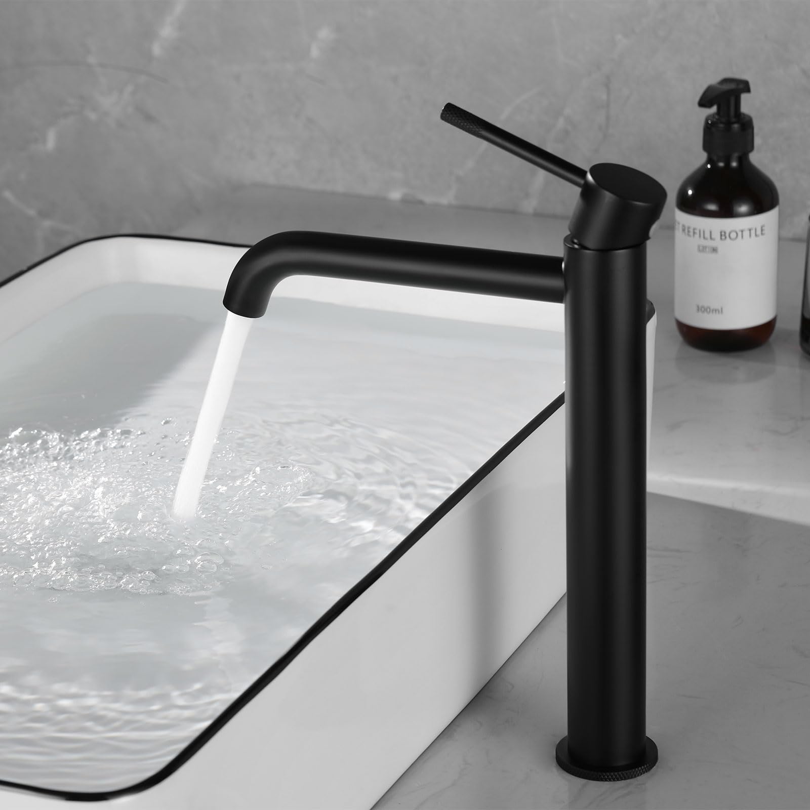 PHASAT Rubinetto Bagno Lavabo Alto Nero