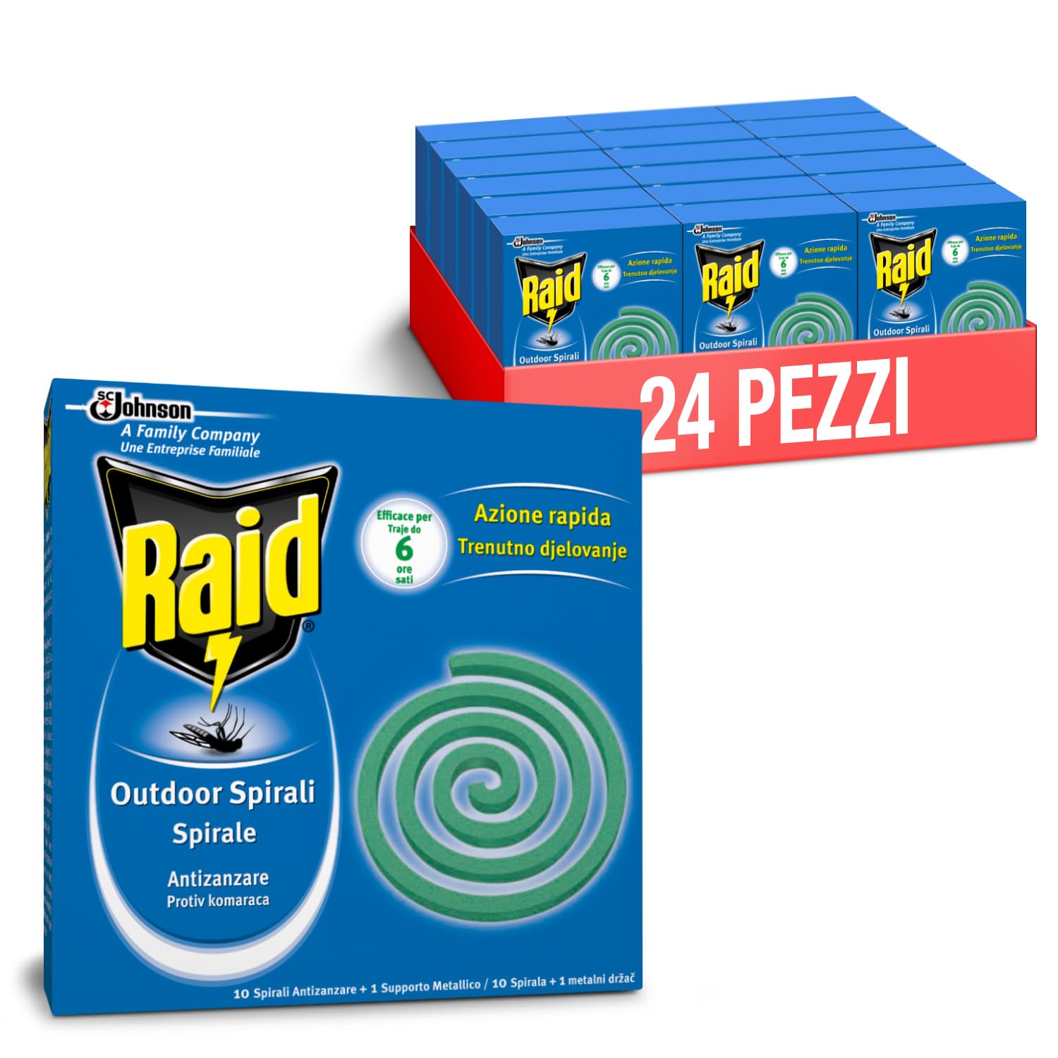 Raid Spirali Antizanzare Formato Scorta, 240 Spirali