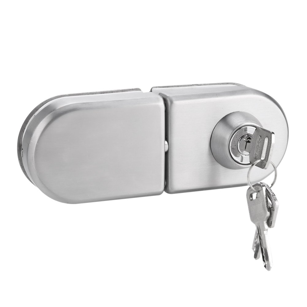 Serratura di sicurezza della porta di vetro di 10 ~ 12mm, Serrature di sicurezza a cilindro singolo con barra rinforzata, Serratura in vetro di acciaio inossidabile con chiavi per il bagno di casa