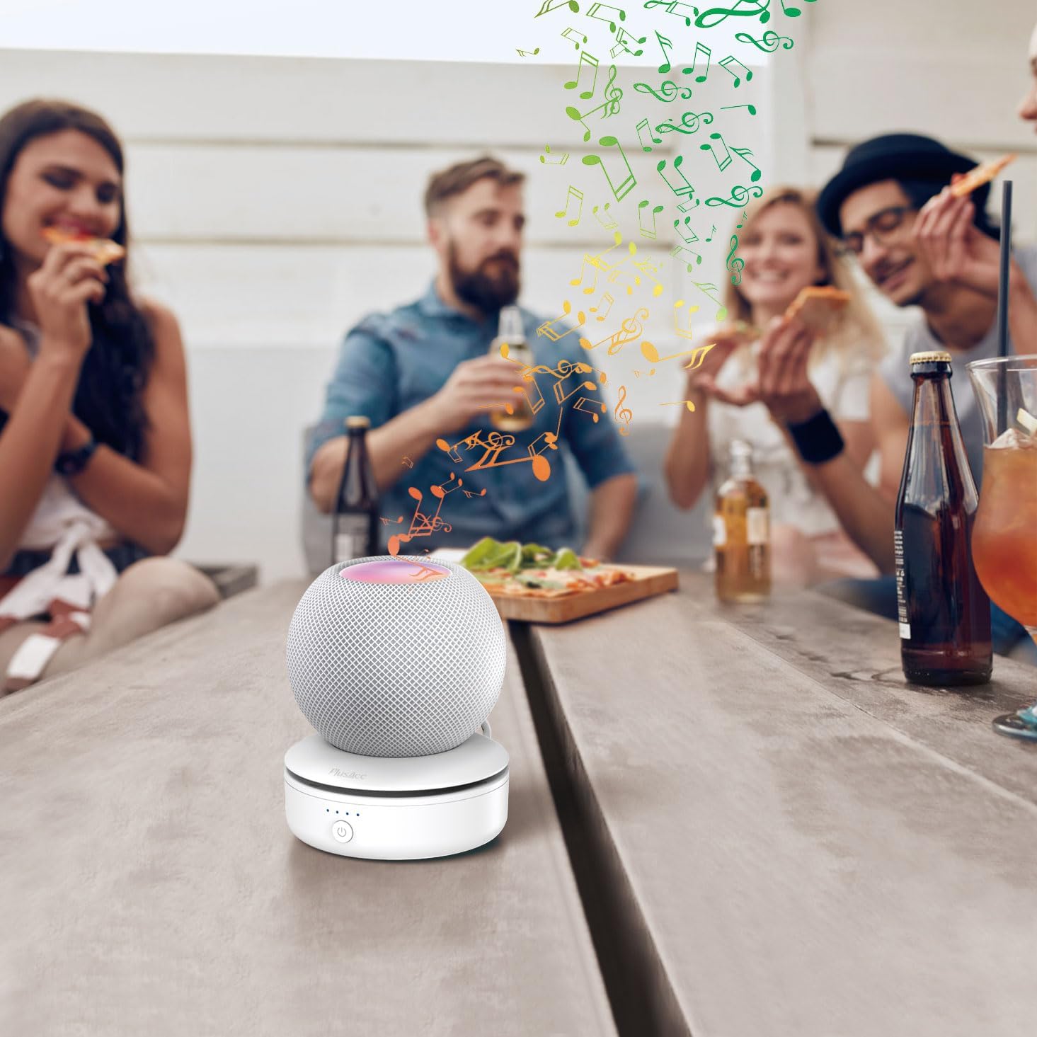 Plusacc Base Batteria Ricaricabile per HomePod Mini, Bianca - immagine 7