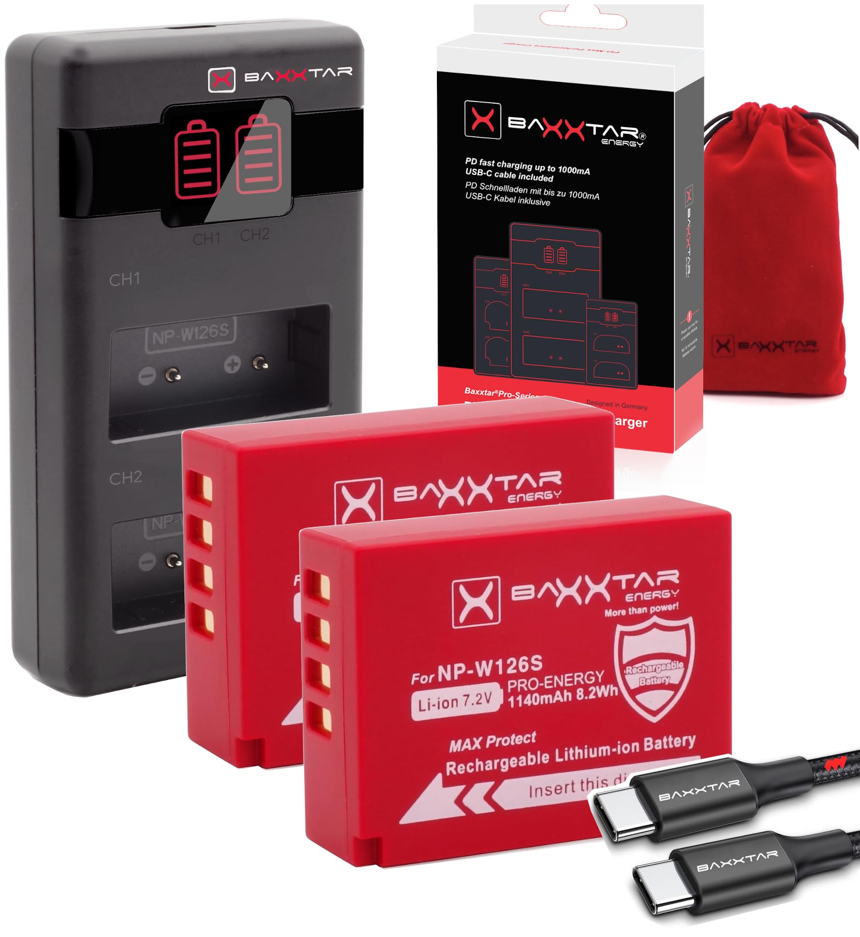 Baxxtar NP-W126s Batteria MaxProtect (2x 1140mAh)