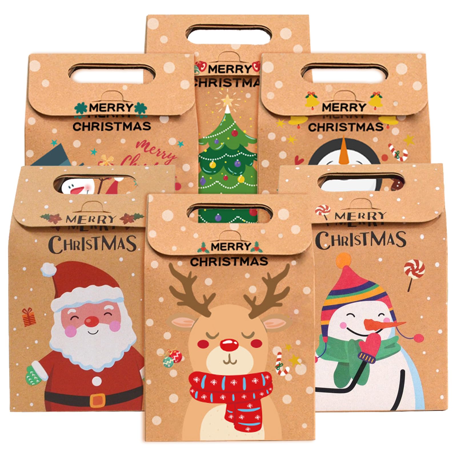 Sacchetti Regalo Natale in Carta Kraft con Manici