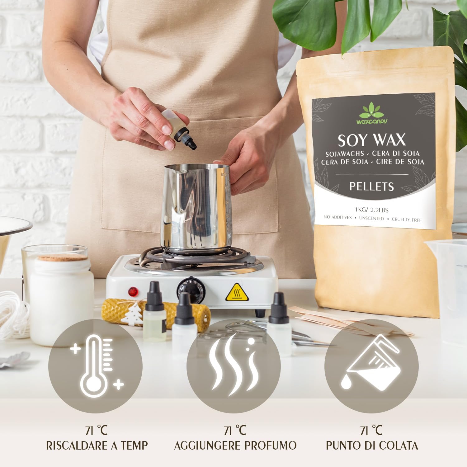 Waxcanpy Cera di Soia per Candele Fai da Te 1.8kg - immagine 6