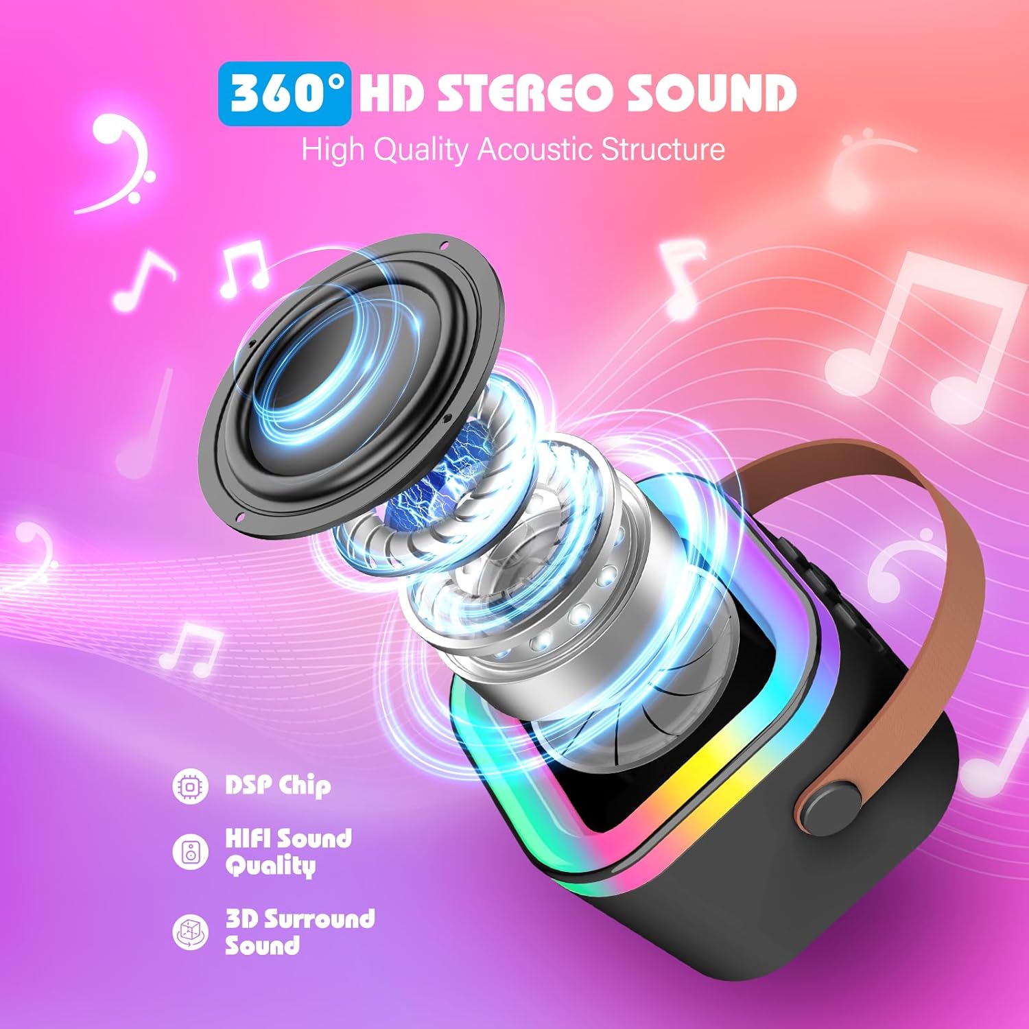 Dislocati Karaoke con 2 Microfoni Bluetooth Portatile - immagine 2