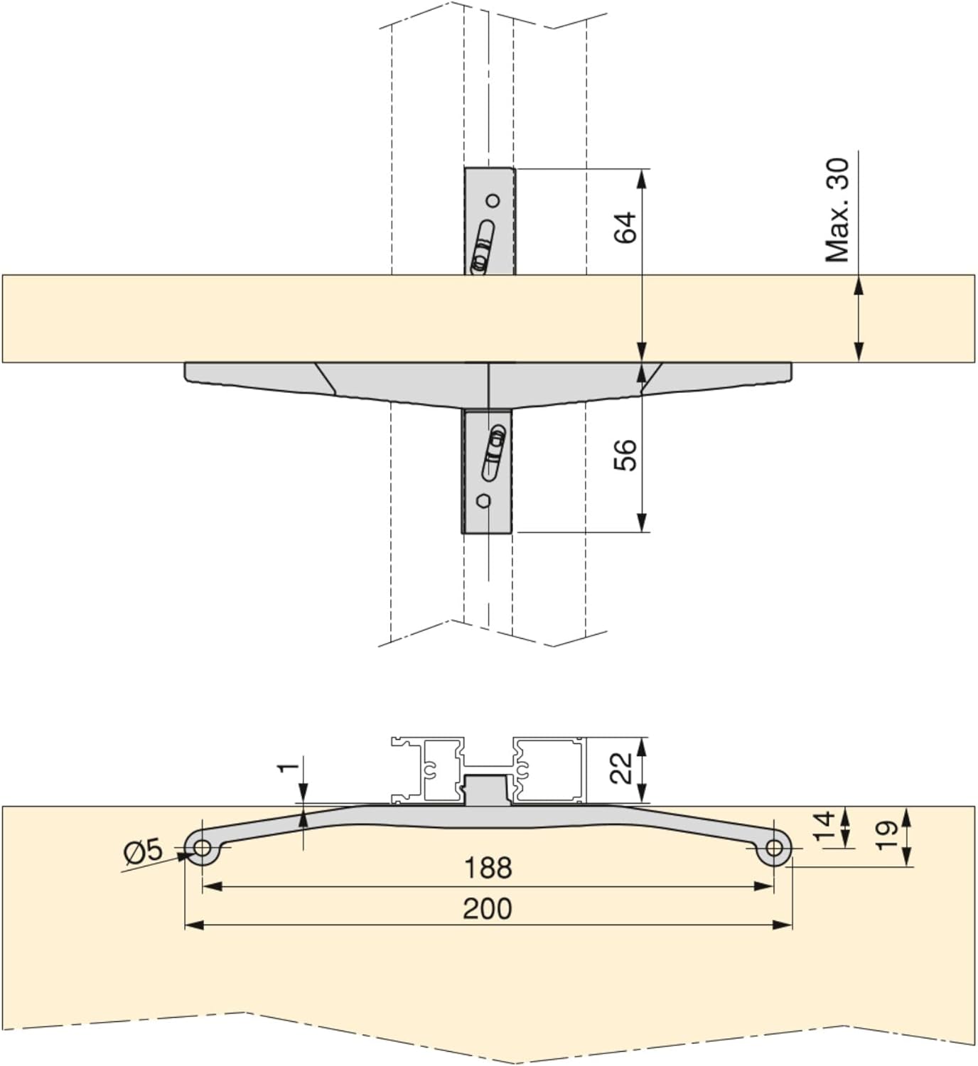 Emuca - Kit Staffe per Ripiano e Barra Appendiabiti 1m - immagine 3
