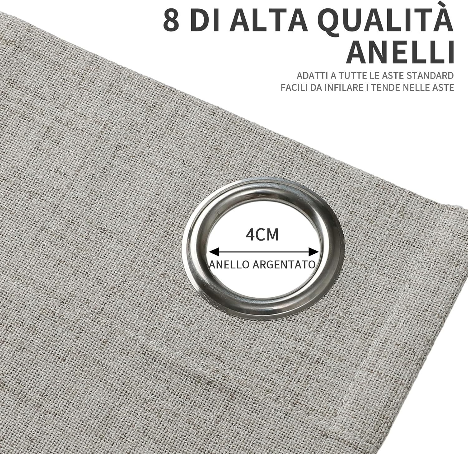 Joydeco Tende Oscuranti 100% Lino con Occhielli, Bianco - immagine 5