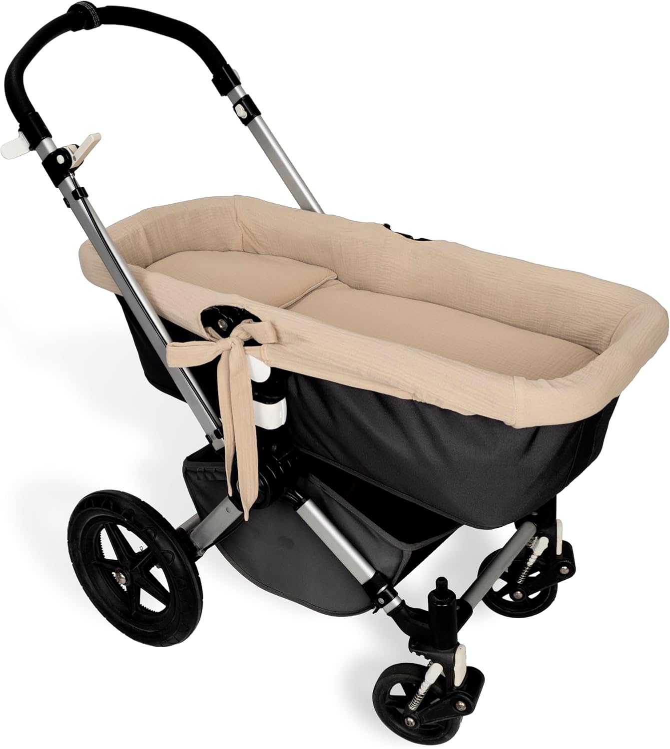 Set 3 Pezzi Copri Navicella Mussola 100% Cotone, Sabbia - immagine 2