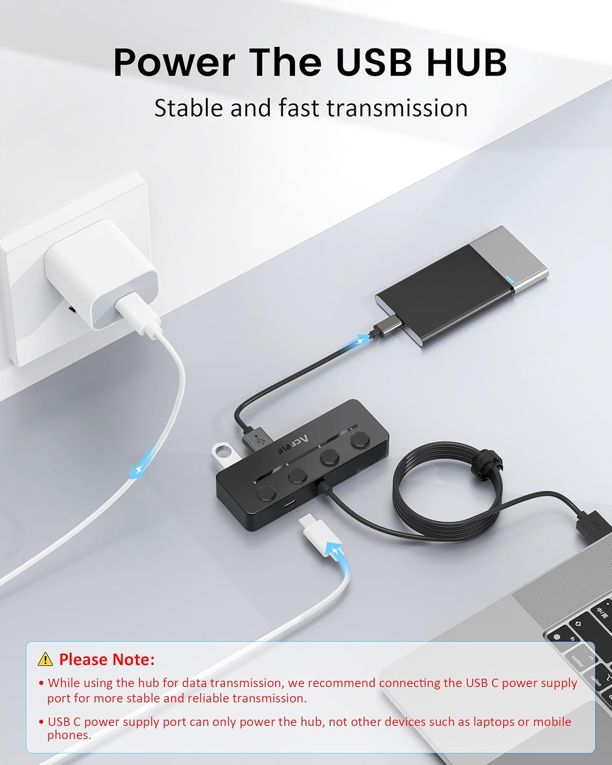 Aceele Hub USB 3.0 a 4 Porte con Interruttori LED - immagine 4