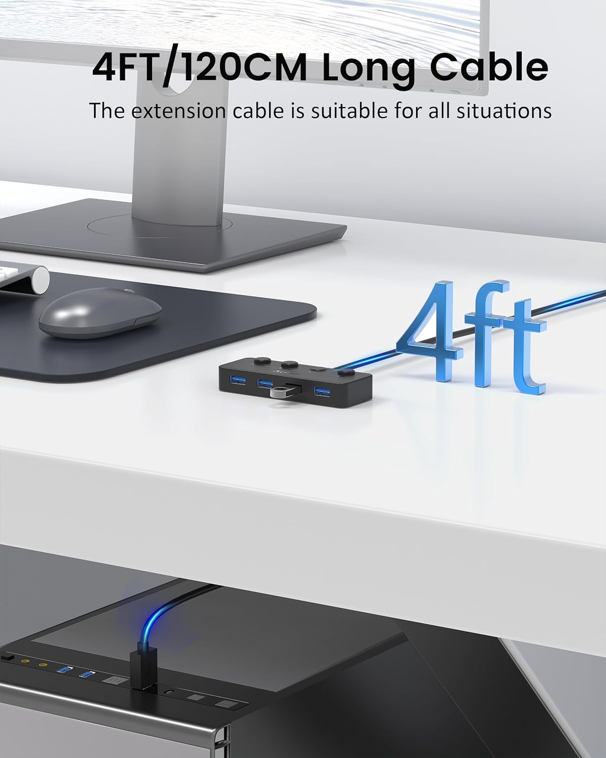 Aceele Hub USB 3.0 a 4 Porte con Interruttori LED - immagine 5