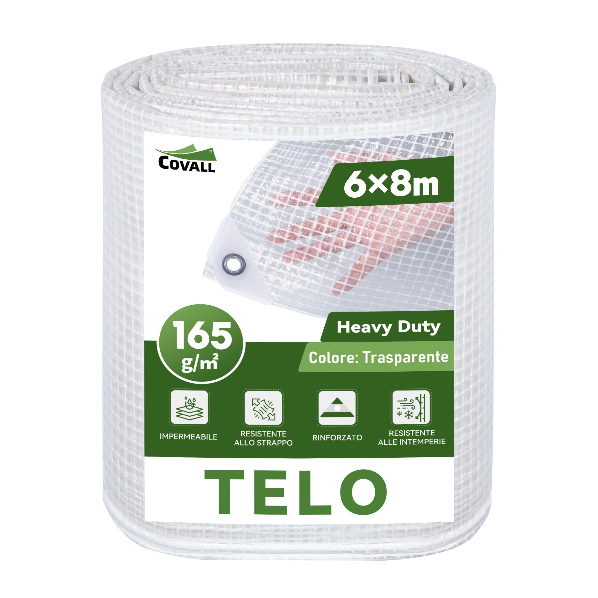 Telone Impermeabile Trasparente Occhiellato 6x8 m