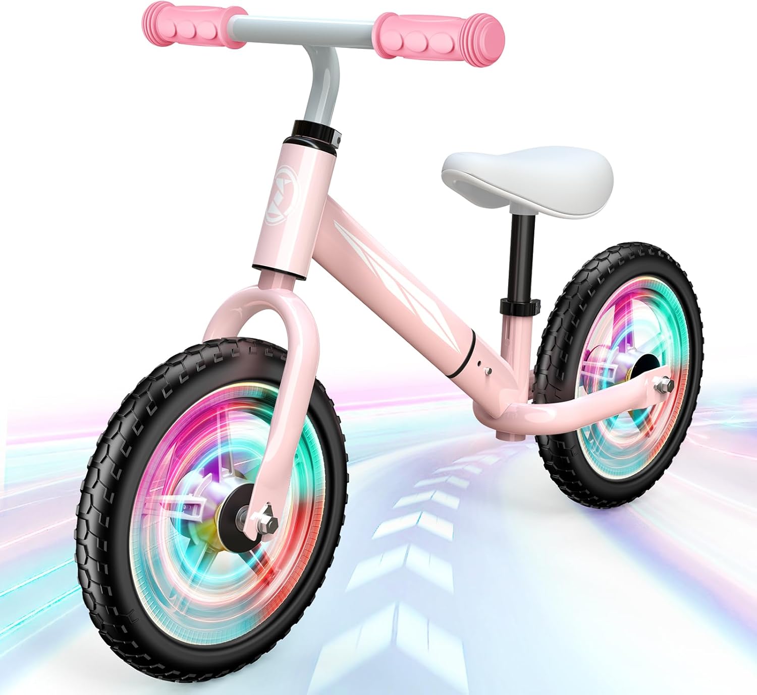 Bicicletta senza Pedali per Bambini 2-5 Anni, Regolabile in Altezza (Sella e Manubrio), Luci LED, Gomme Antiscivolo, Regalo Bambino 2 3 4 5 Anni, Max 50 kg, Colore Rosa - immagine 1