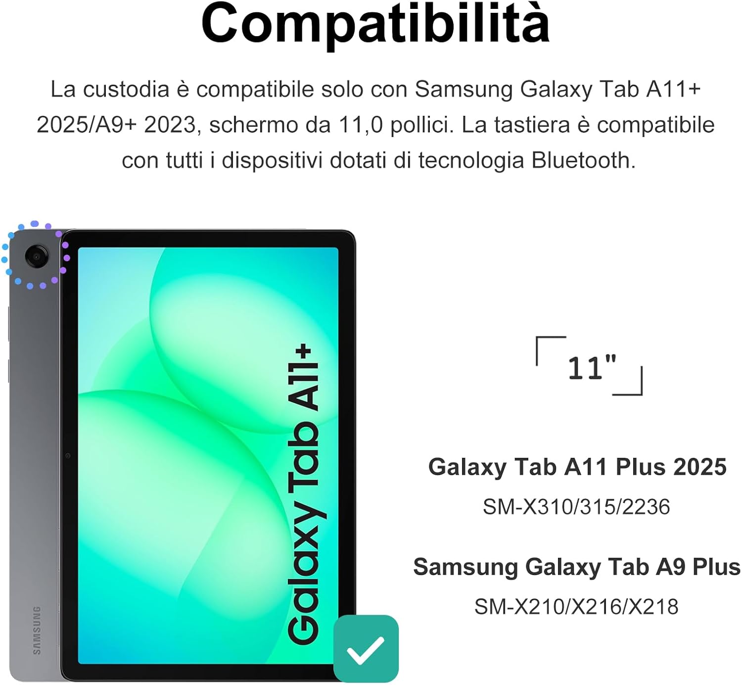 Iveoppe Tastiera Cover per Samsung Galaxy Tab A11 Plus/A9 Plus - immagine 2