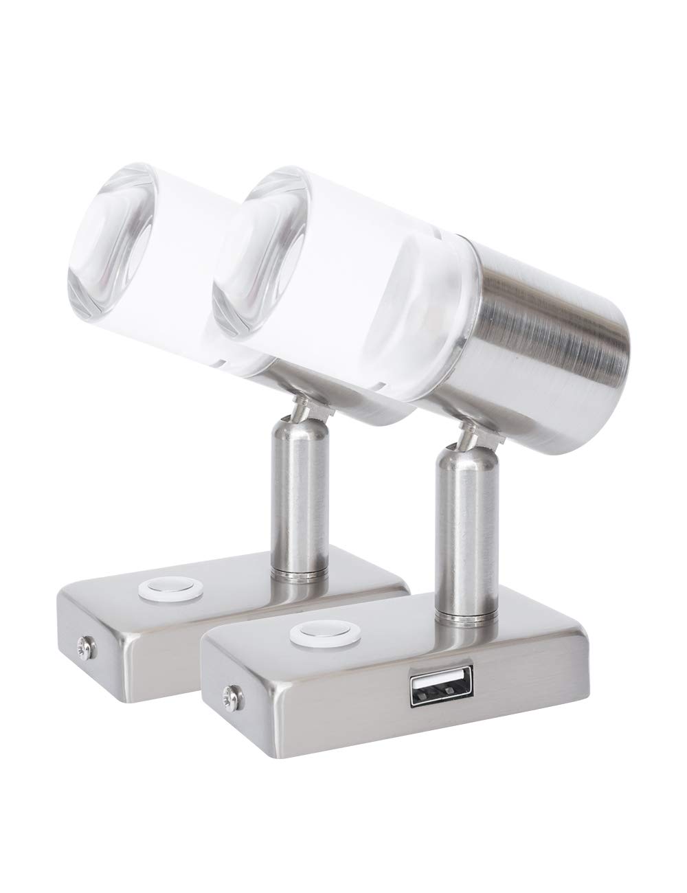 Lighteu 2X Faretto USB 12V 3W, Nichel