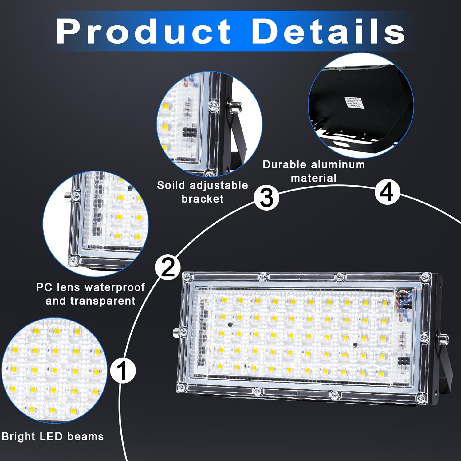 Createstar Faretto LED Esterno 50W - 2 Pezzi - immagine 5