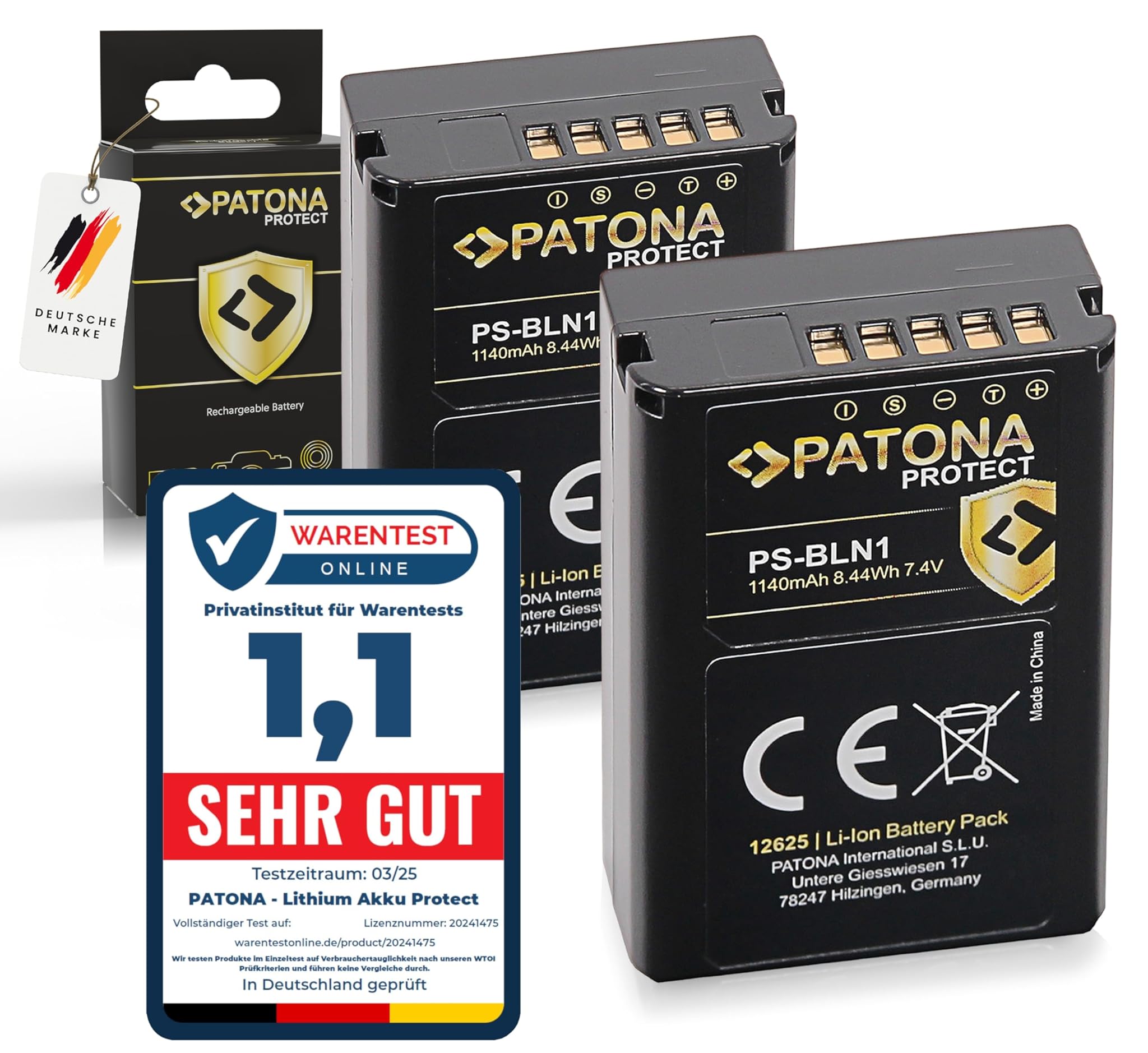 Patona 2x PROTECT PS-BLN-1 Batteria 1140mAh