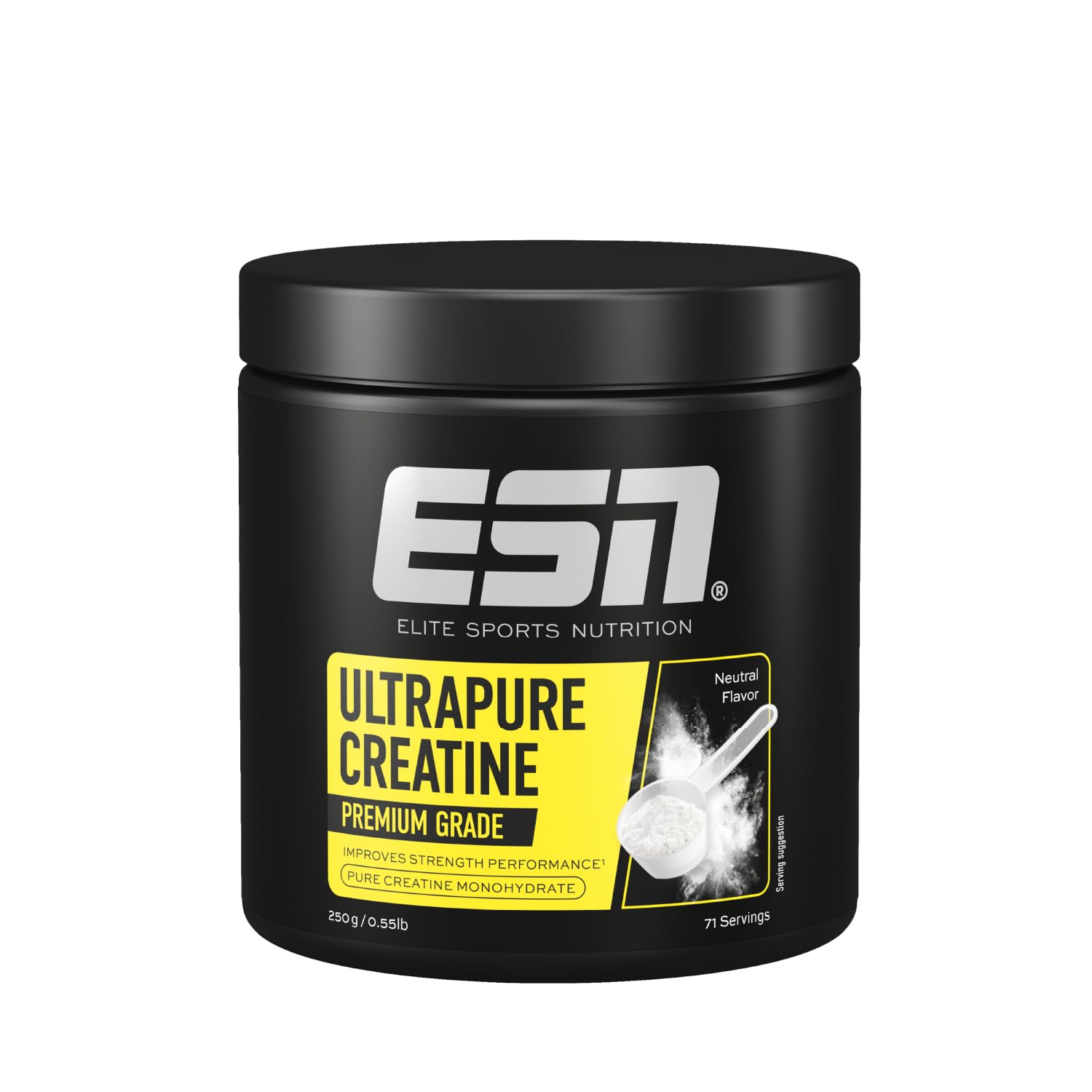ESN Ultrapure Creatine Monohydrate, 250 g, 71 porzioni, creatina in polvere, microfine e ottimamente solubile, vegana - made in Germany (il design può variare)