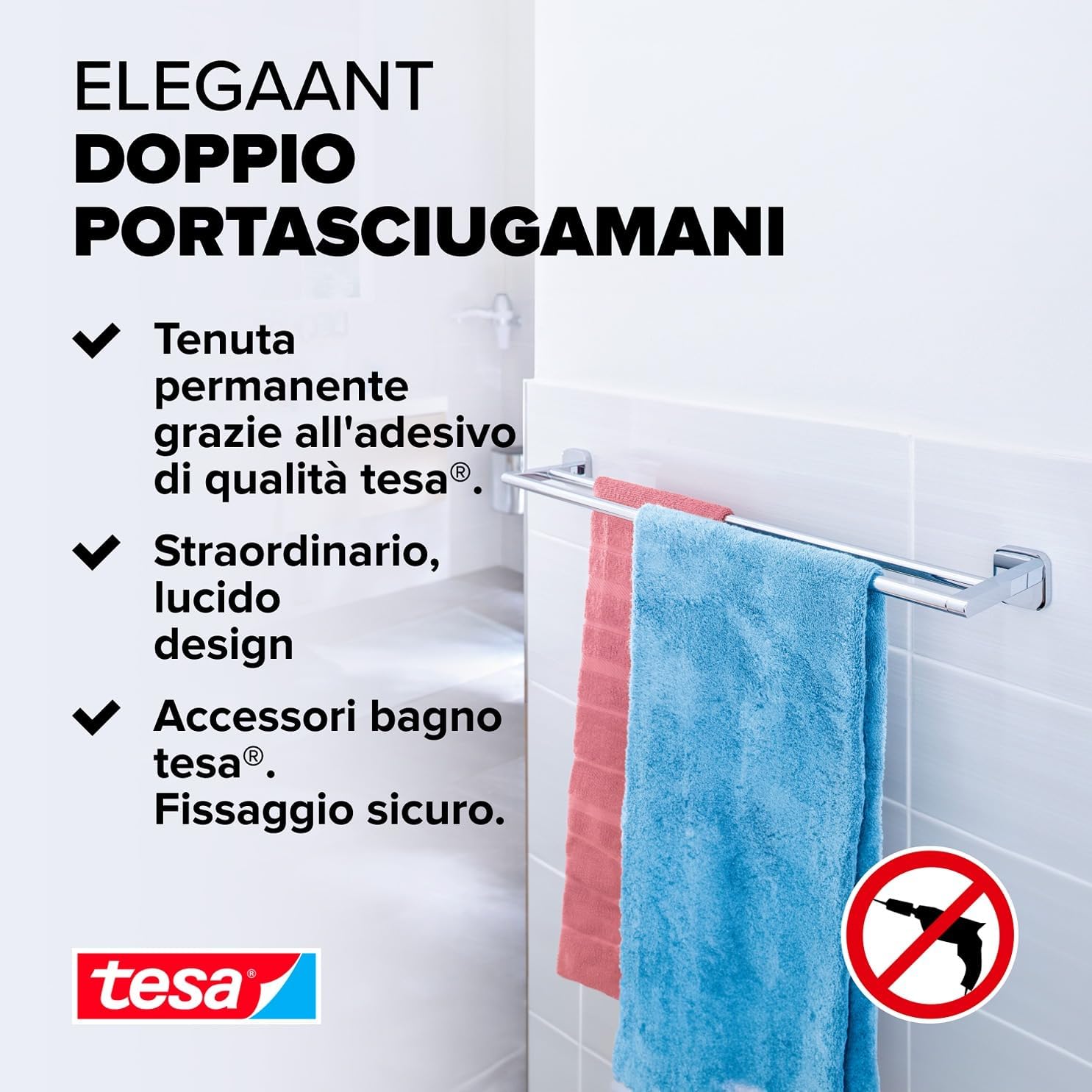 tesa® Elegaant Bath Towel Rod Double - immagine 2