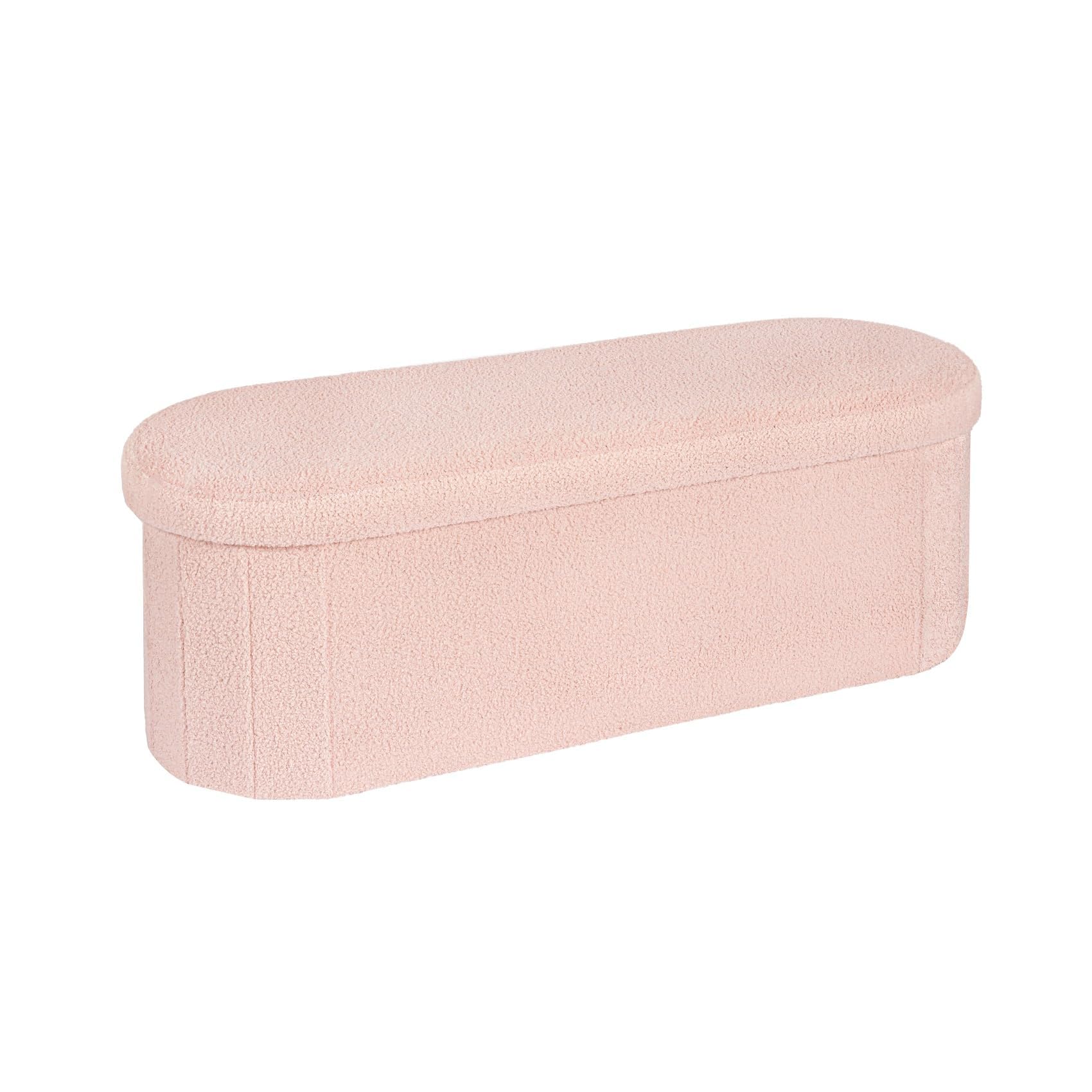 Bonlife Cassapanca Contenitore Pieghevole Ovale, Rosa