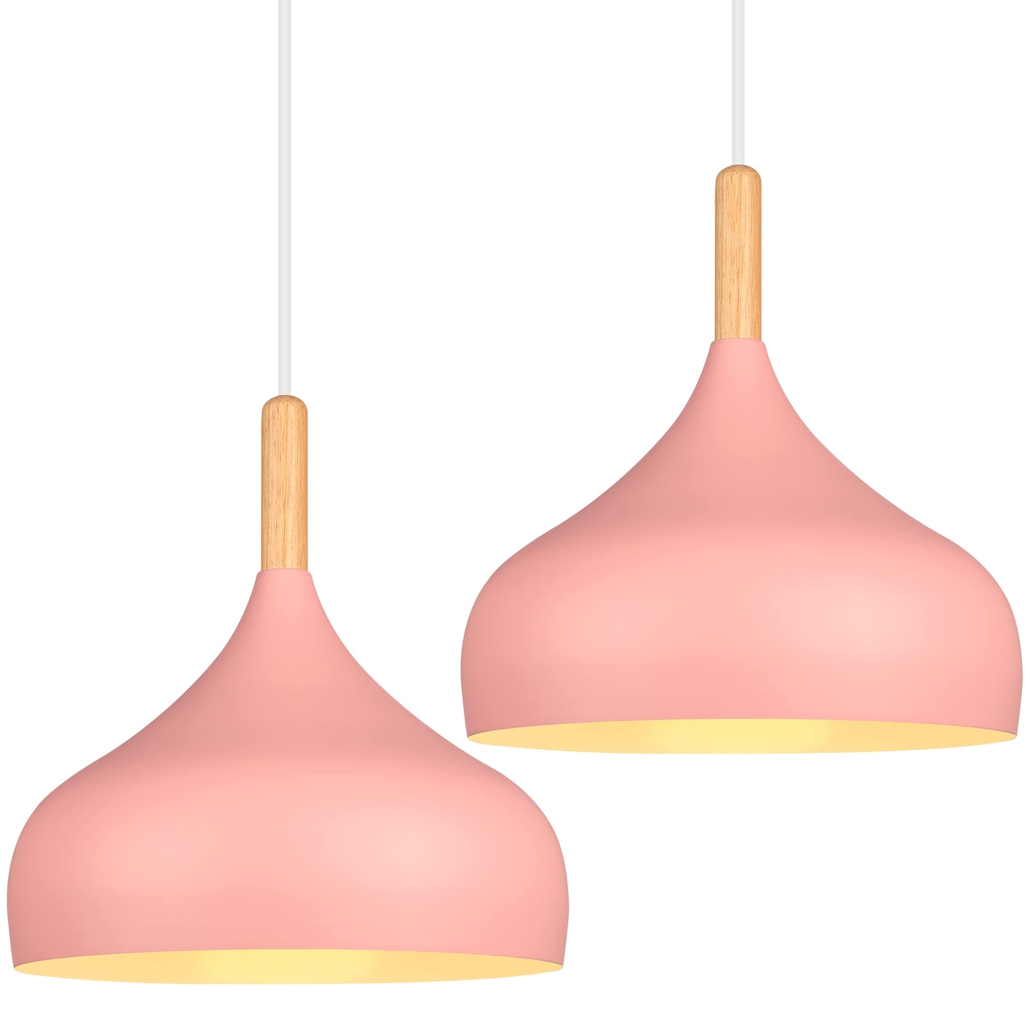 Idegu 2 Pezzi Lampadario a Sospensione Retrò 24cm, Rosa