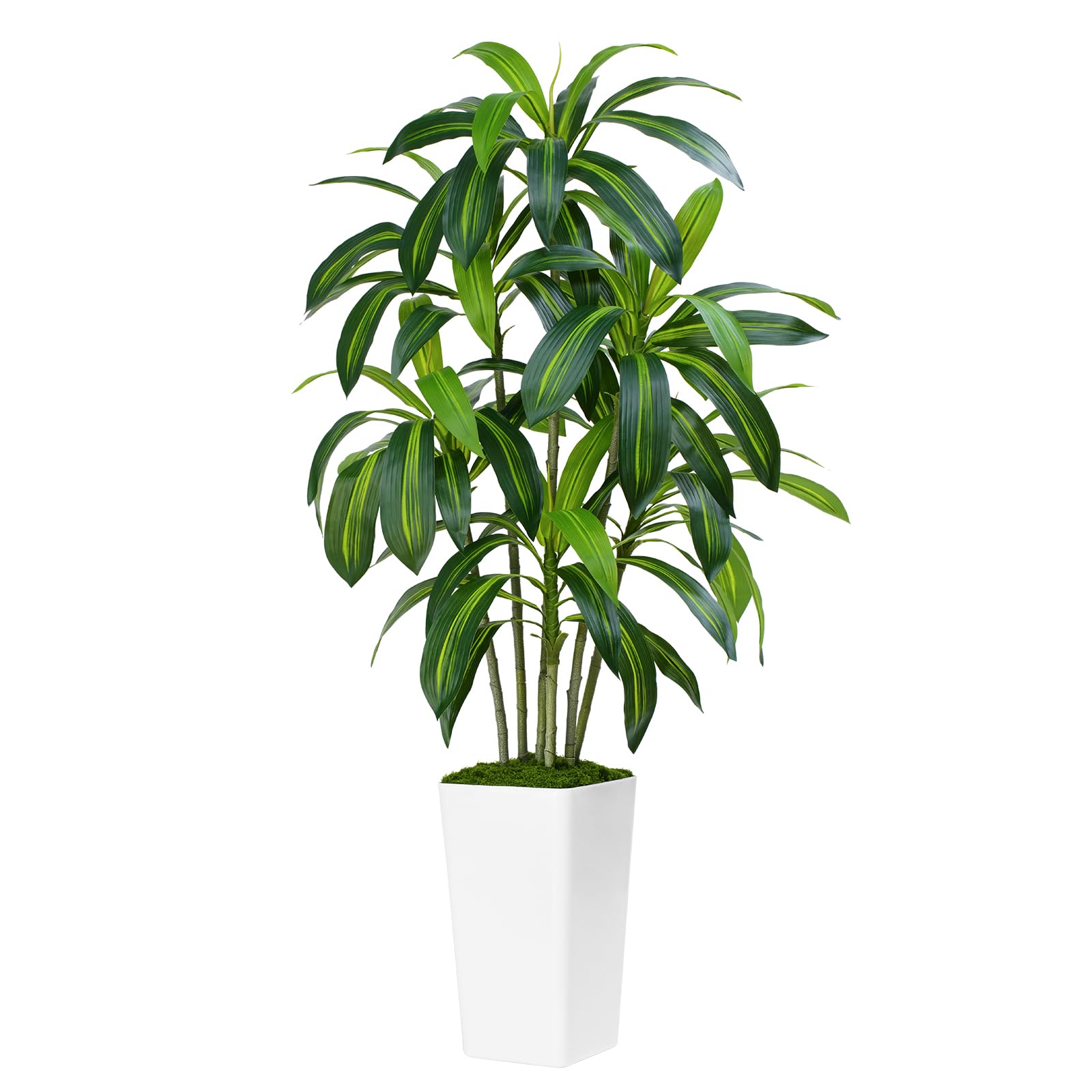 Pianta Artificiale Dracaena 150cm con Fioriera Bianca
