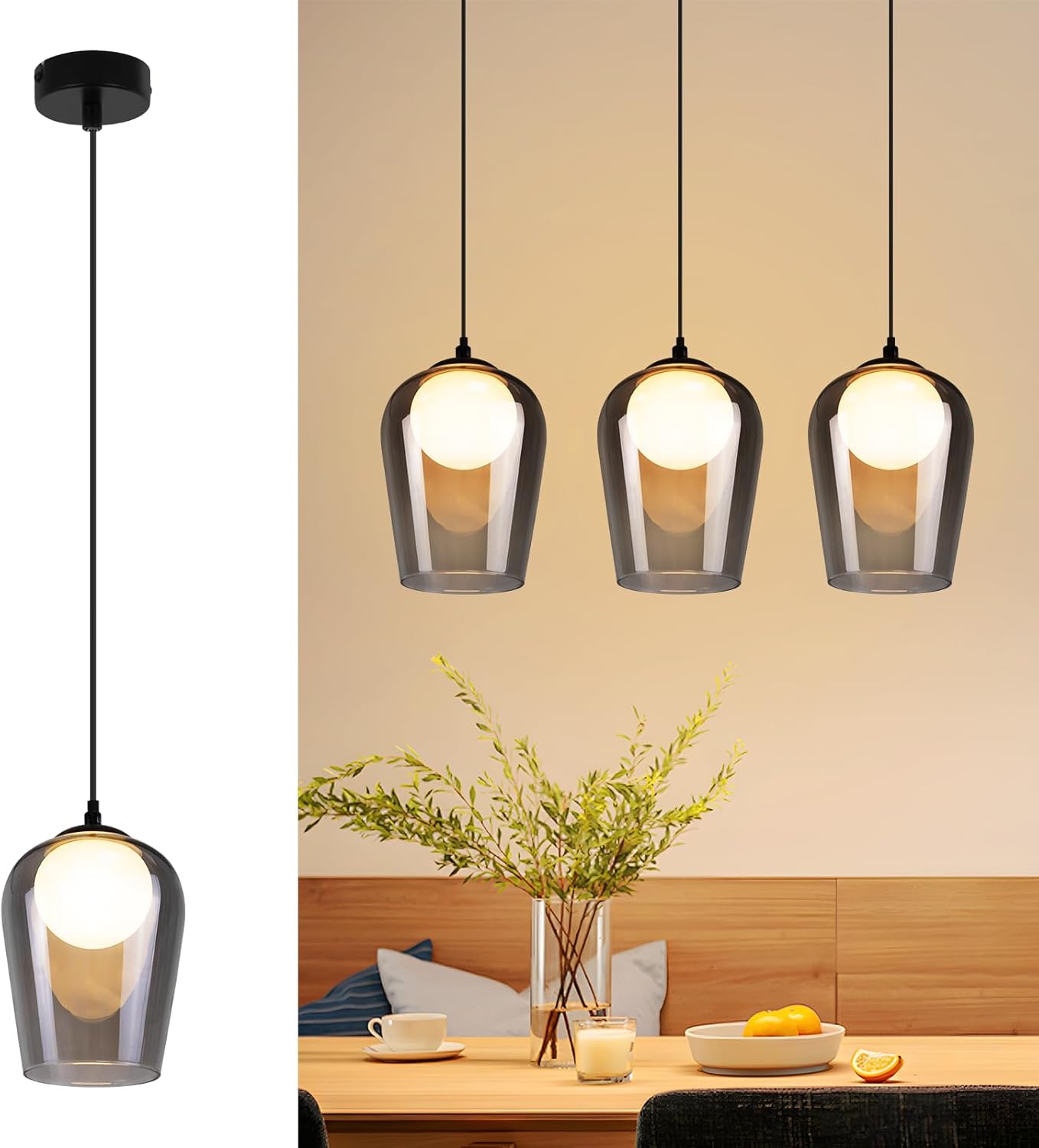 Lampada Sospesa G9 in Vetro per Camera da Letto - immagine 1