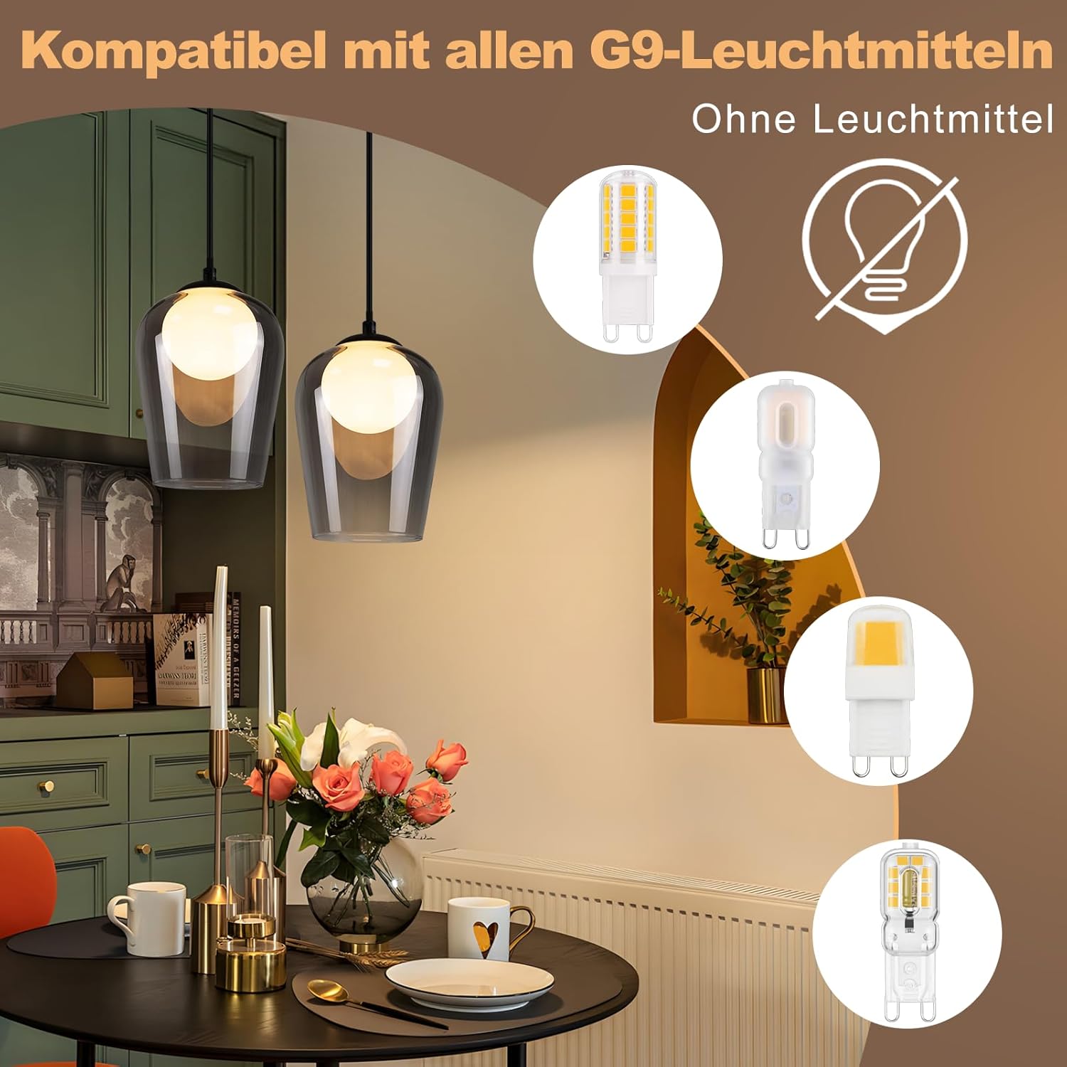 Lampada Sospesa G9 in Vetro per Camera da Letto - immagine 2