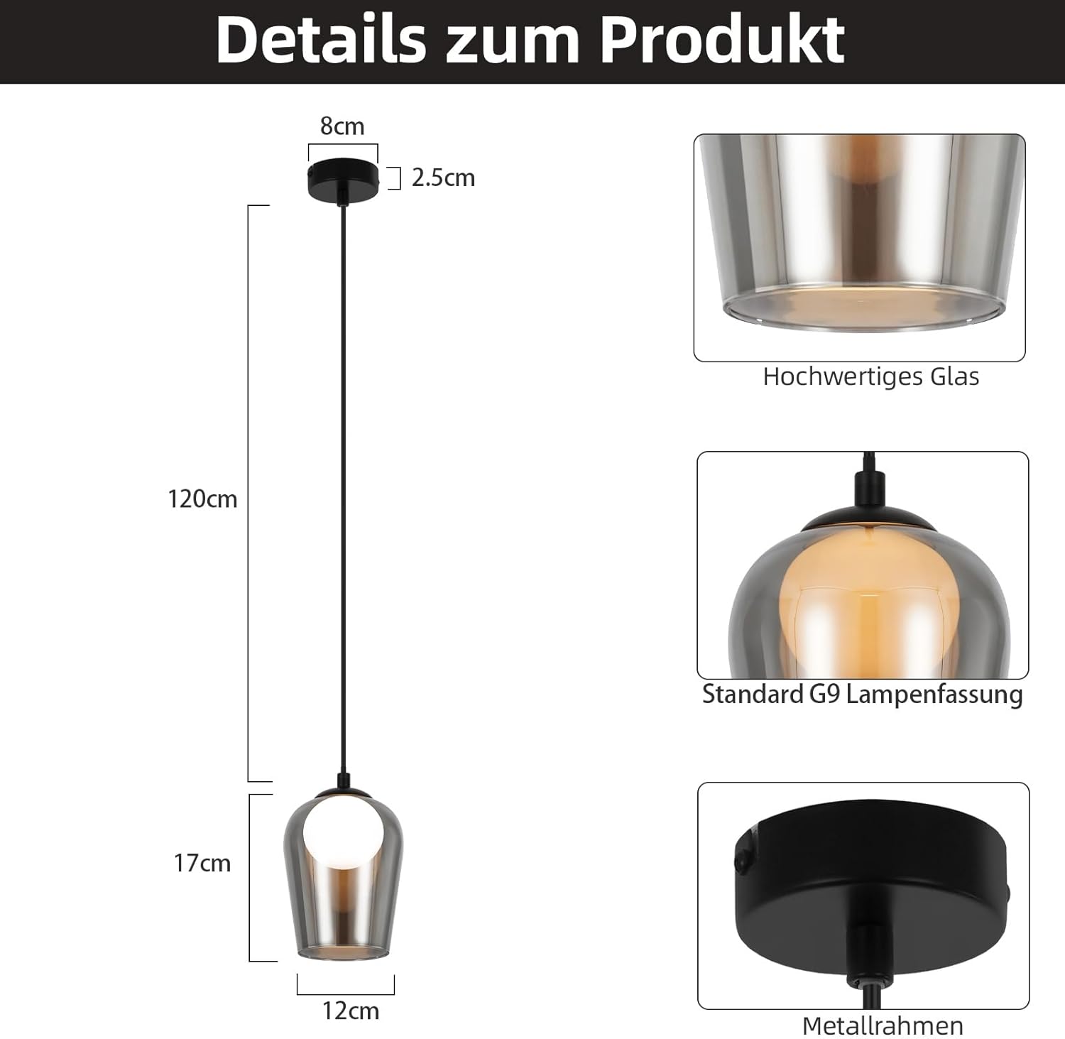 Lampada Sospesa G9 in Vetro per Camera da Letto - immagine 5