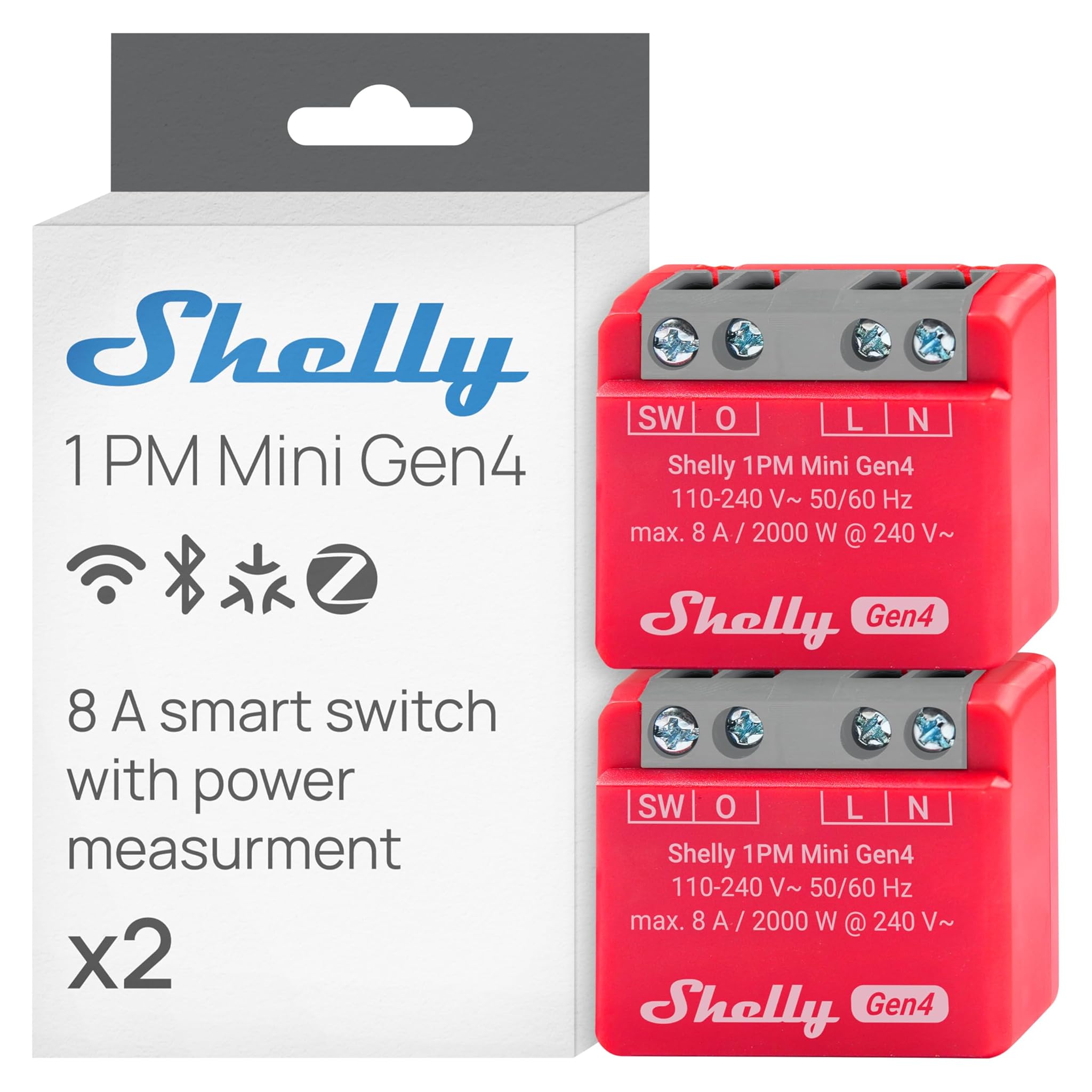 Shelly 1PM Mini Gen4 - Relè Intelligente Wi-Fi 8A (2 Pezzi)