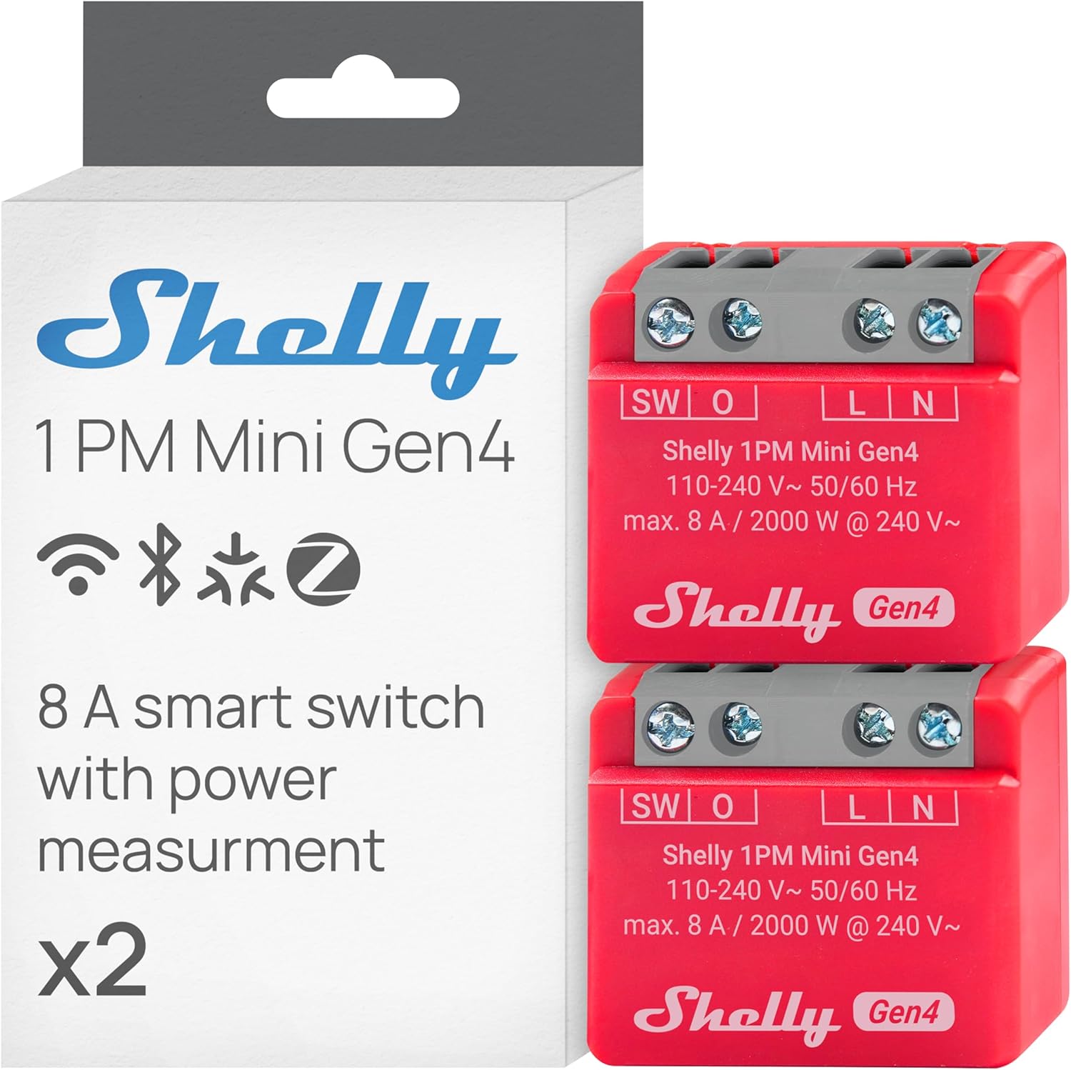 Shelly 1PM Mini Gen4 - Relè Intelligente Wi-Fi 8A (2 Pezzi) - immagine 1
