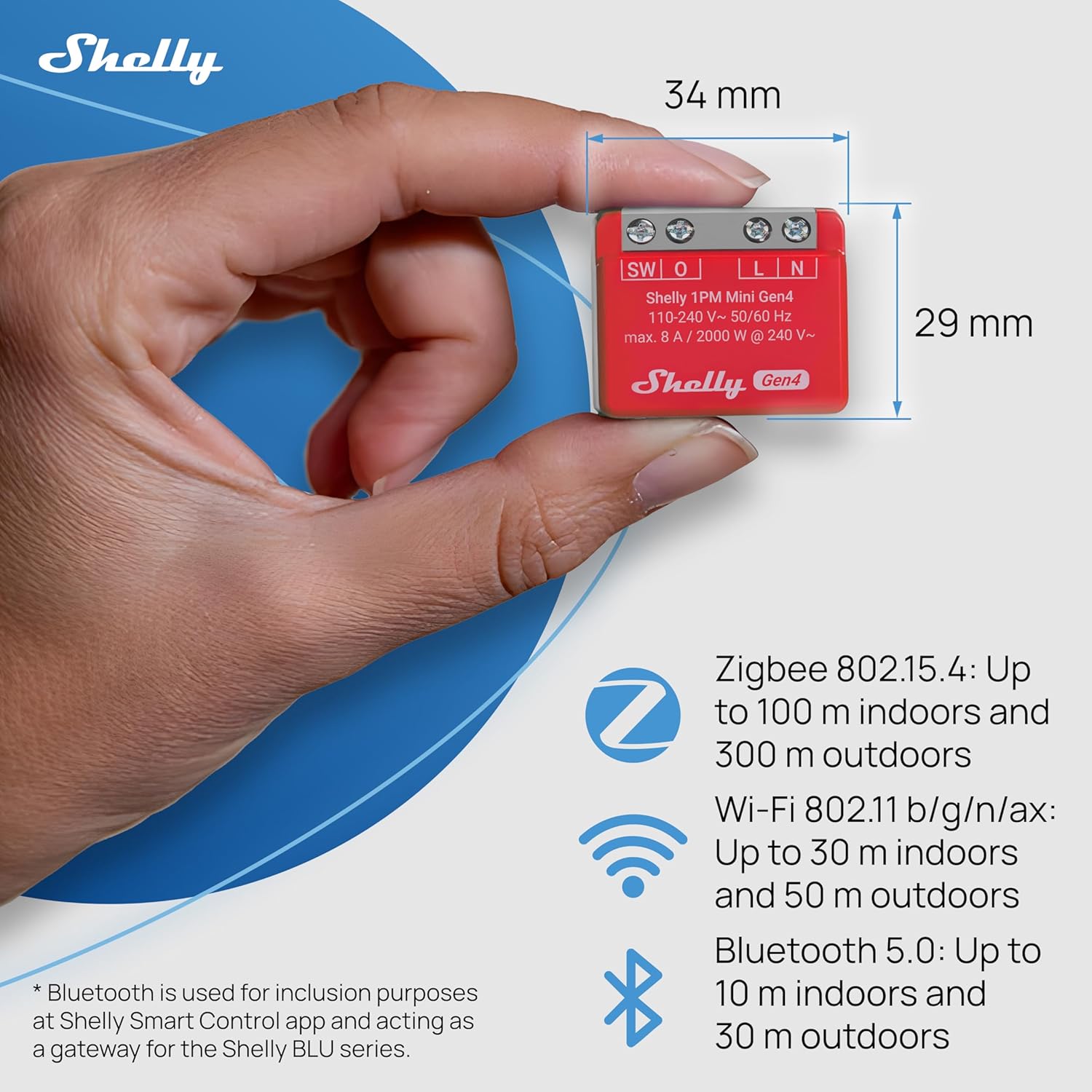 Shelly 1PM Mini Gen4 - Relè Intelligente Wi-Fi 8A (2 Pezzi) - immagine 3