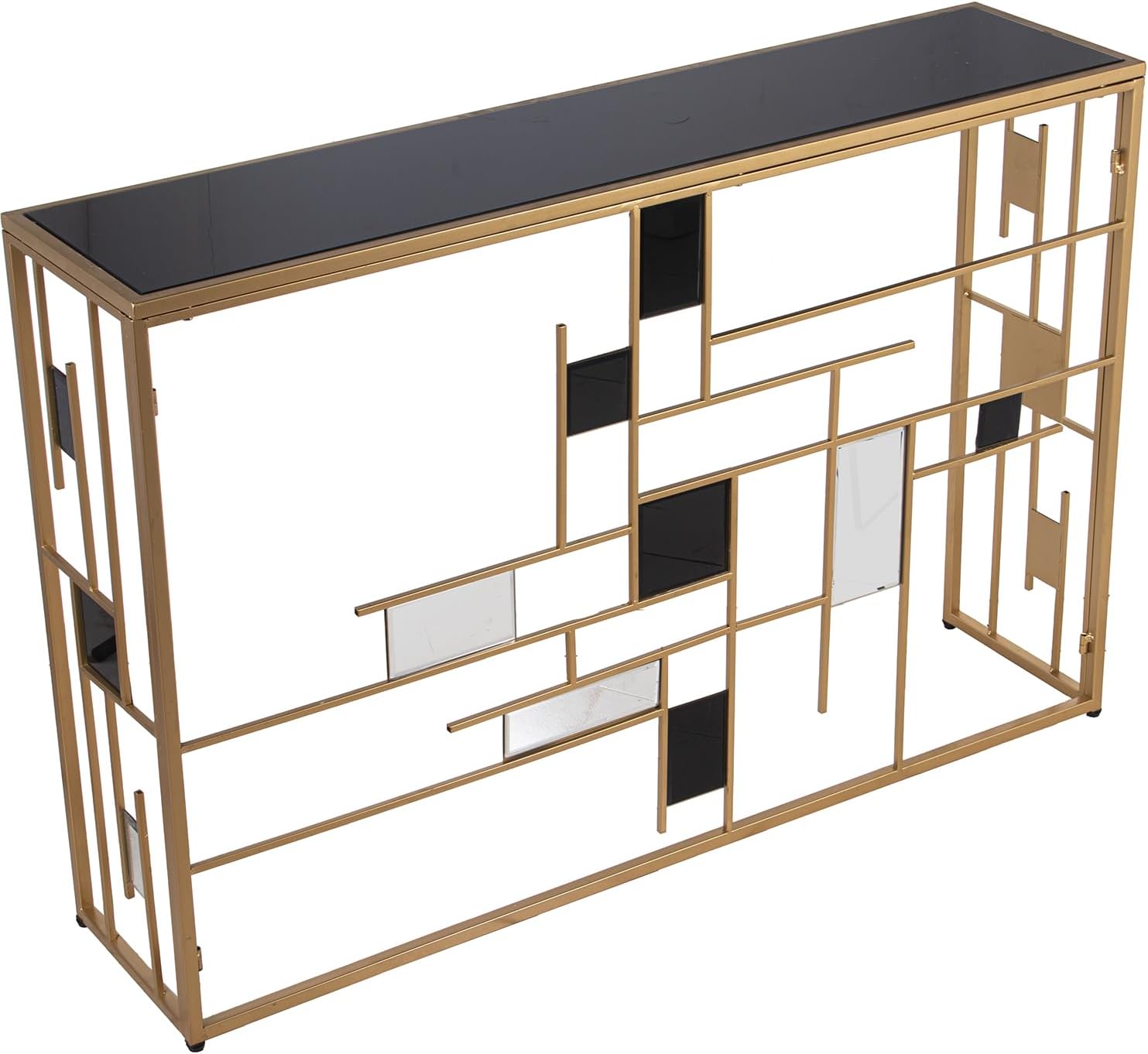 Drw Console Ingresso in Metallo e Vetro, Oro 120x28x80 cm