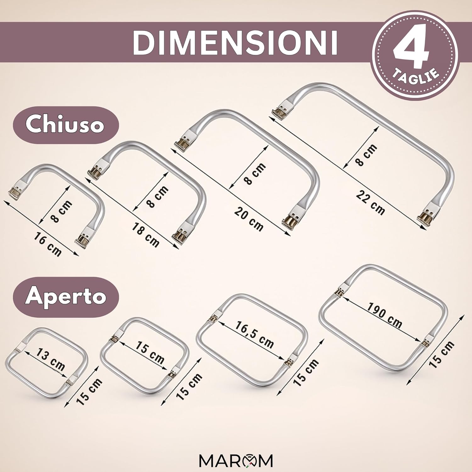 MAROM - Chiusura Borsa Uncinetto a Molla in Alluminio - immagine 2