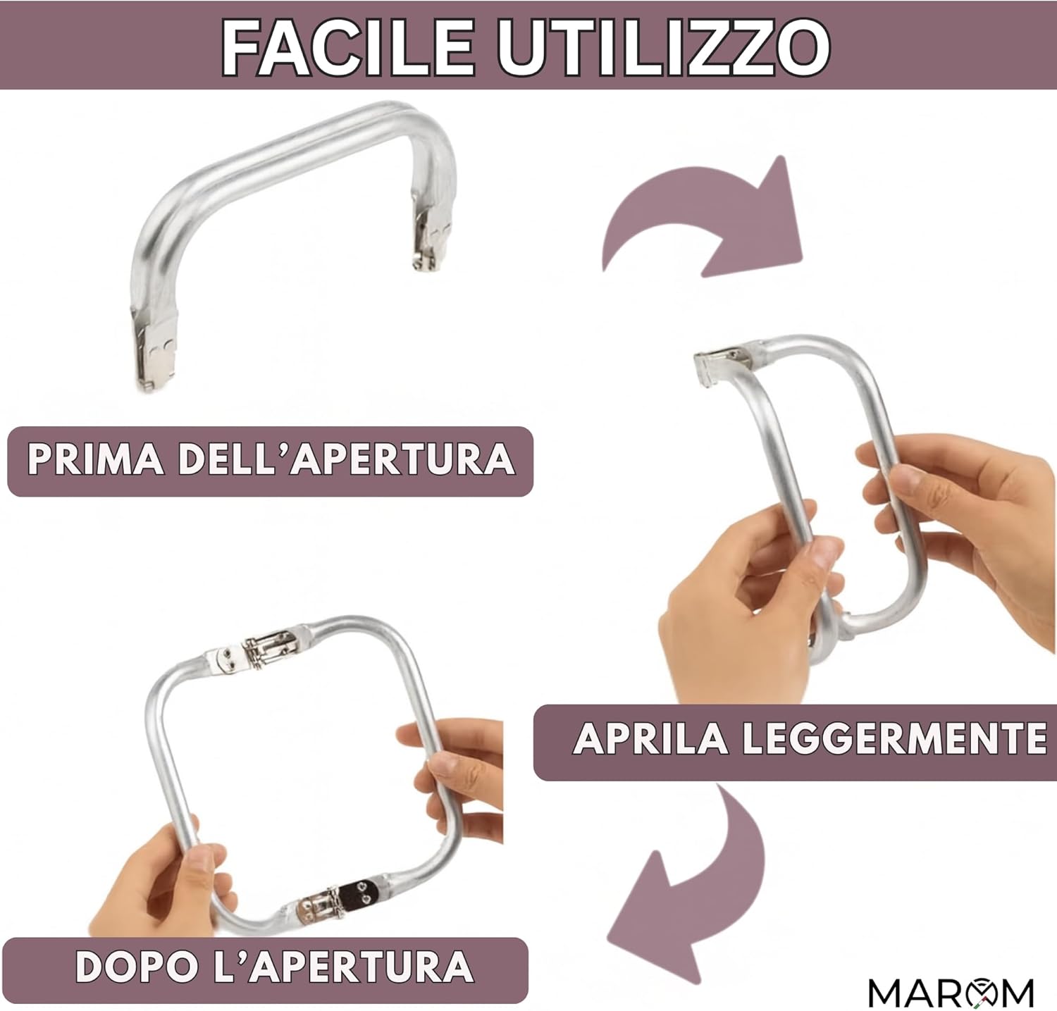 MAROM - Chiusura Borsa Uncinetto a Molla in Alluminio - immagine 5