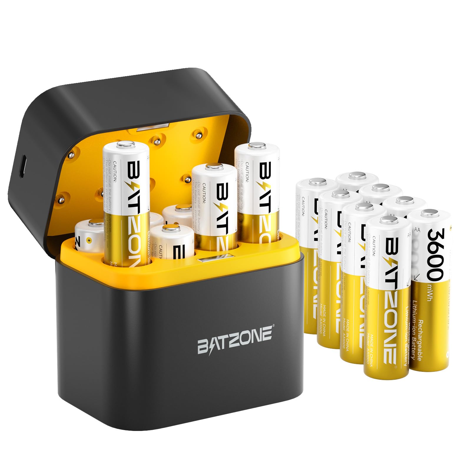 Batzone 16 Batterie Litio AA Ricaricabili 3600 mWh