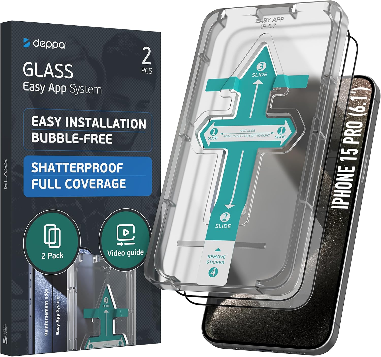 Deppa Pellicola Protettiva Vetro Temperato per iPhone 15 Pro (2 pz) - immagine 1