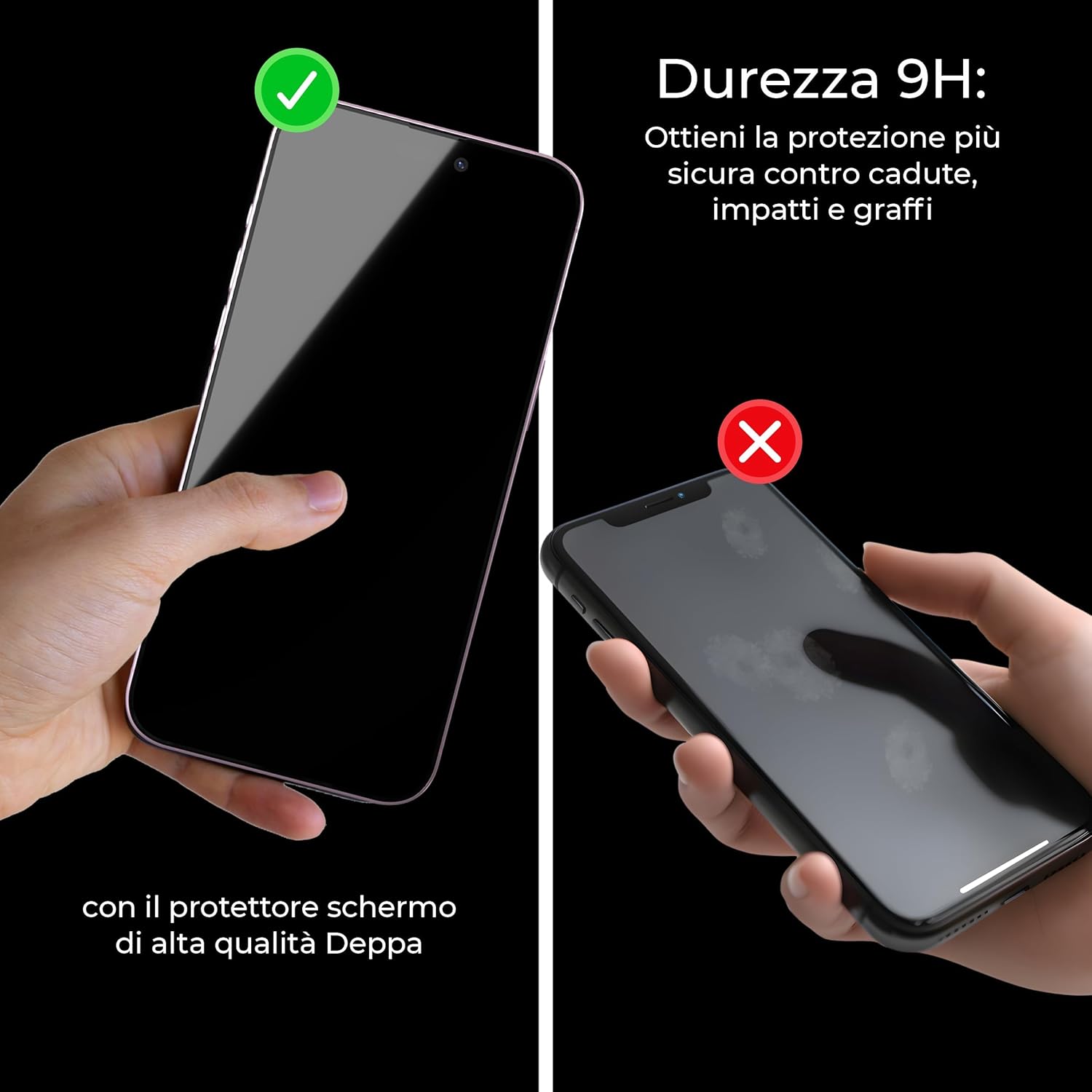 Deppa Pellicola Protettiva Vetro Temperato per iPhone 15 Pro (2 pz) - immagine 6