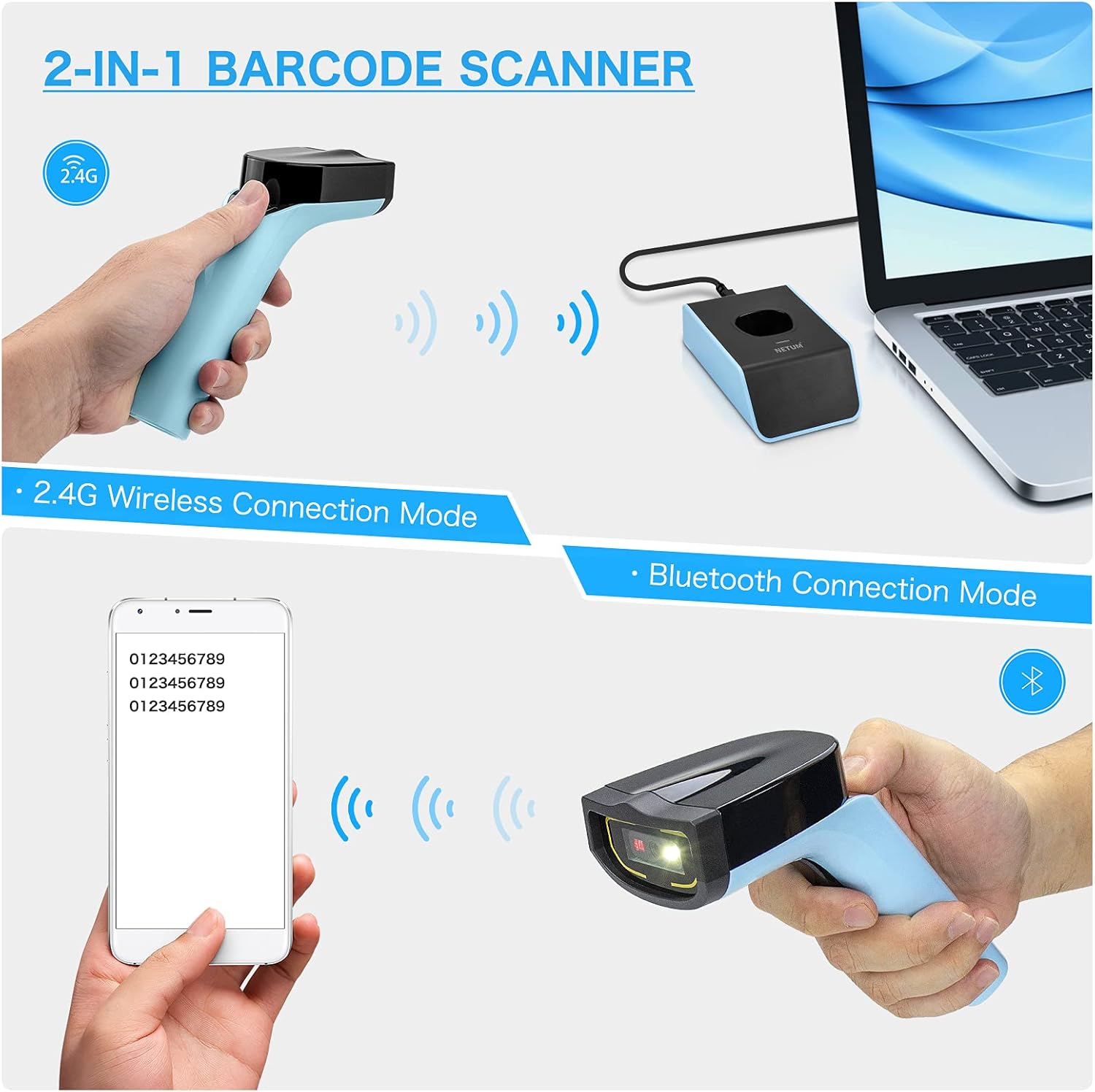 Netum DS7500 Scanner Codici a Barre 2D Wireless Bluetooth - immagine 4