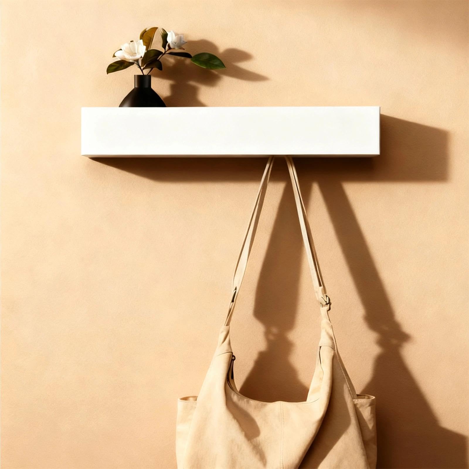 Attaccapanni da Parete 43,5cm con Mensola e 5 Ganci Nascosti