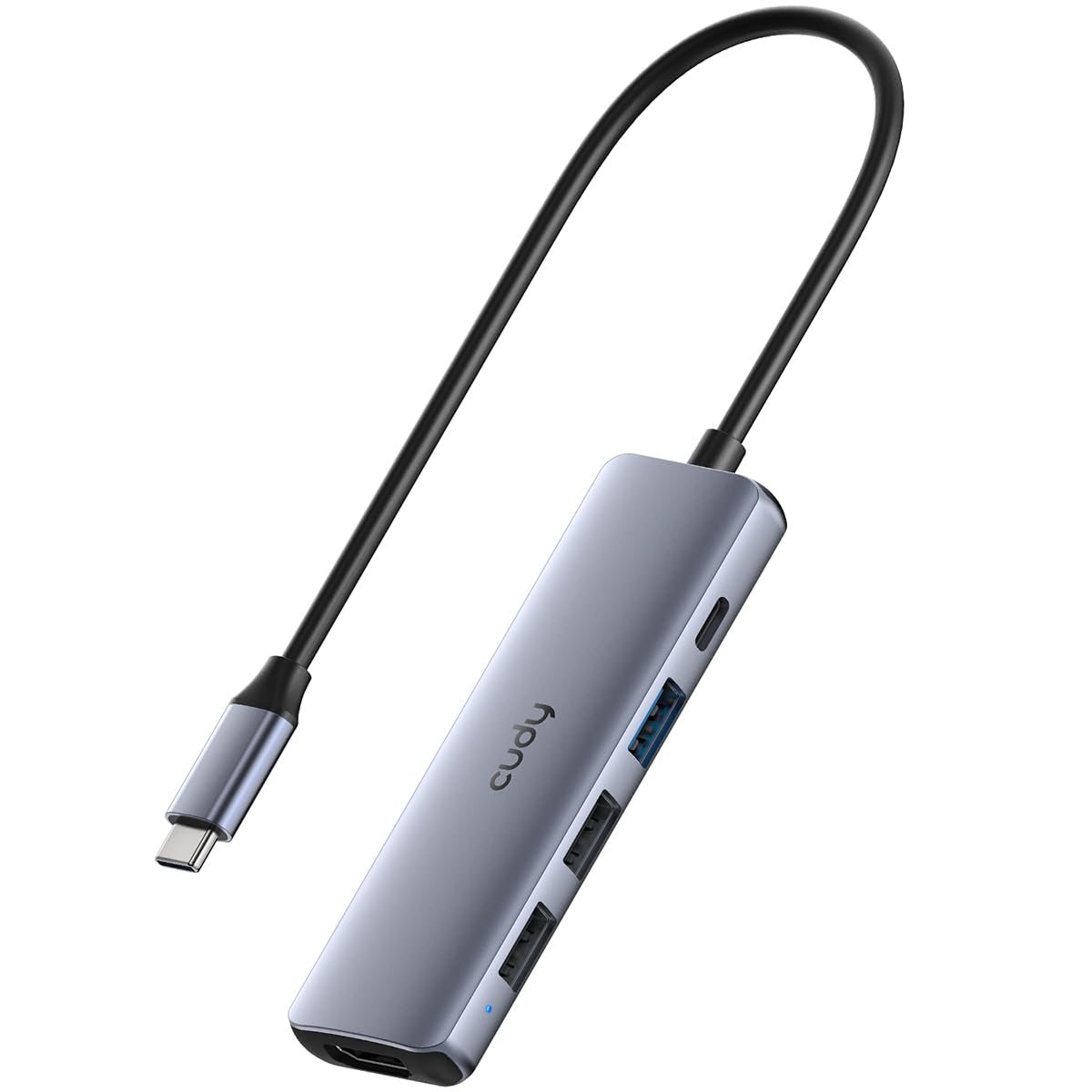 Cudy Hub USB C, adattatore multiporta USB C 5 in 1 con PD da 100 W, HDMI 4K, 3 porte dati USB-A, hub USB tipo C in alluminio per MacBook, iPhone 15/16, Galaxy, Surface Go, XPS, iPad, UH405