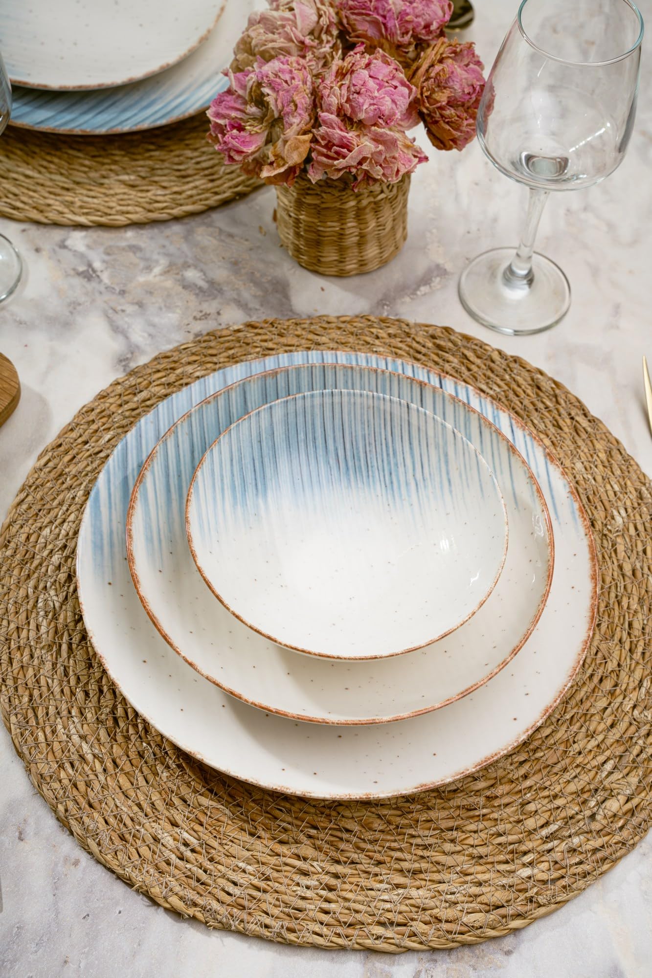 Elegante Set da Tavola 24 Pezzi 100% Porcelain