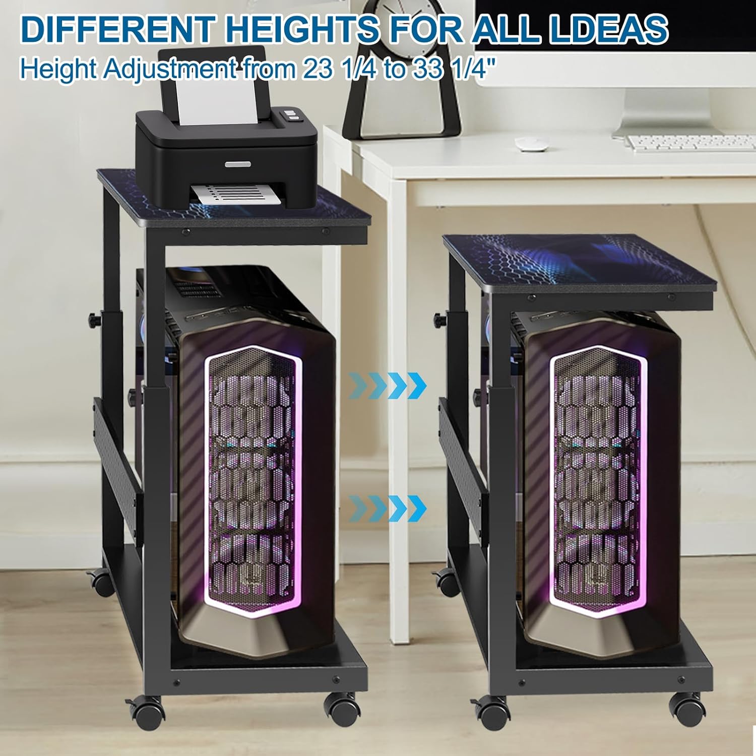 Supporto CPU 2 Strati Regolabile con Ruote - immagine 4