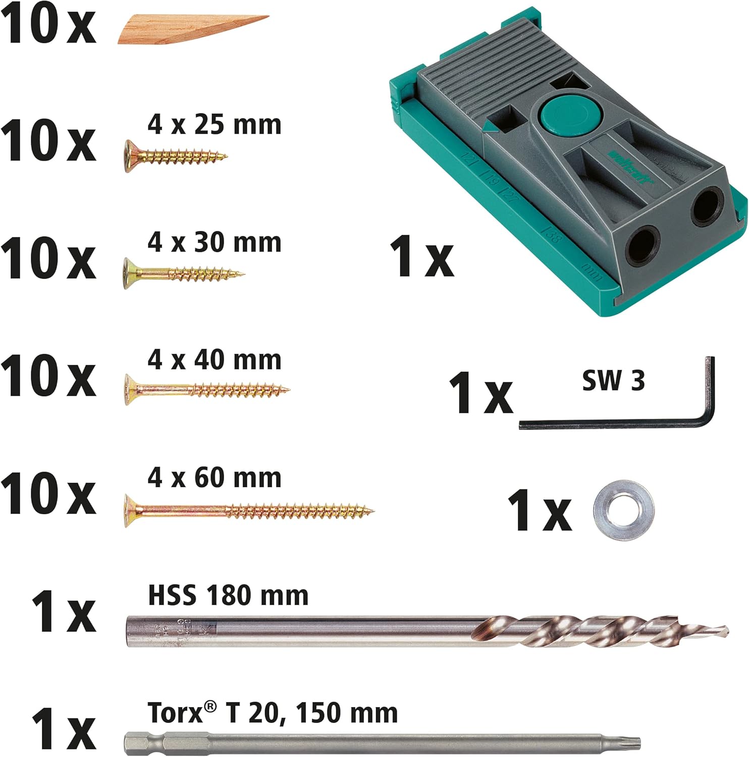Wolfcraft Set per Giunzioni Nascoste Torx, 54 pezzi - immagine 3