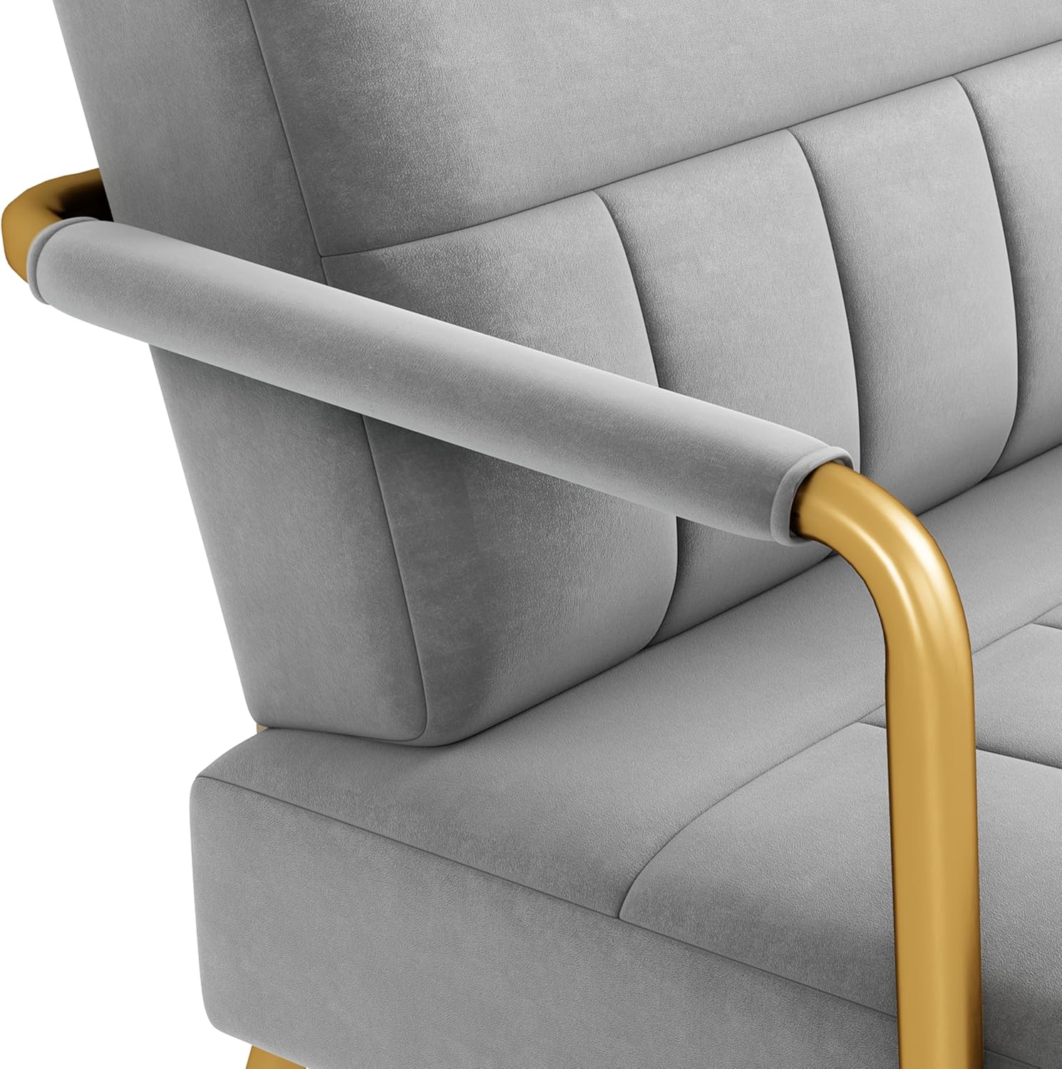 Yaheetech Divano Imbottito 2 Posti in Velluto, Grigio Chiaro - immagine 7