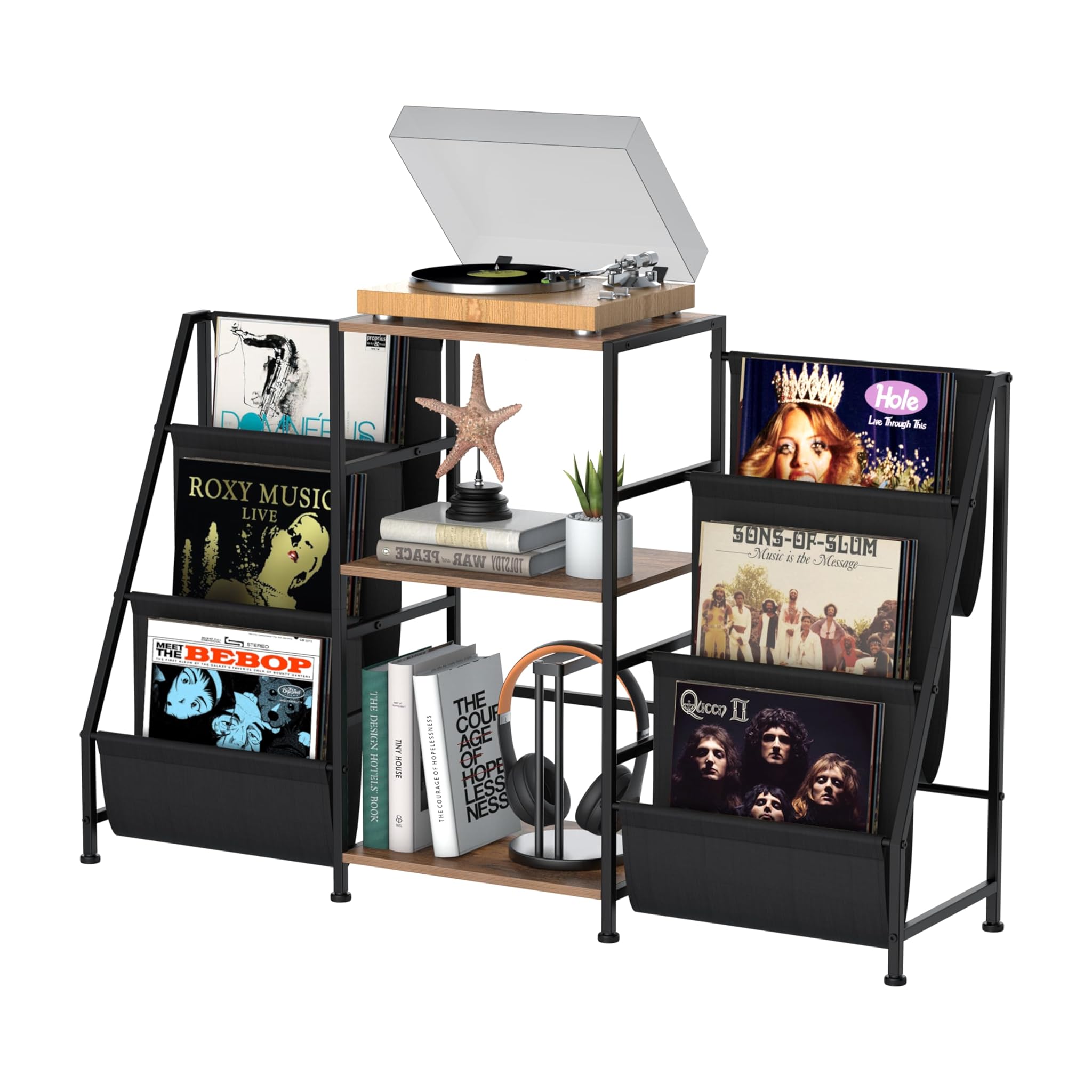 VEDECASA Libreria Tavolino 3 Ripiani per Vinili