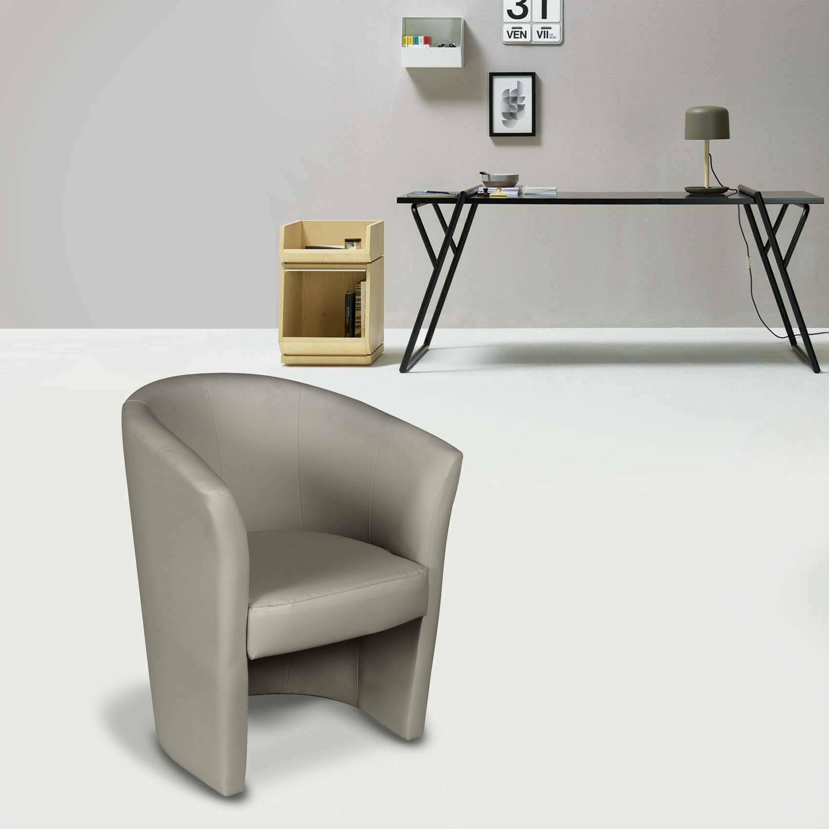 Dmora Poltrona Abrera da Salotto in Ecopelle Grigio