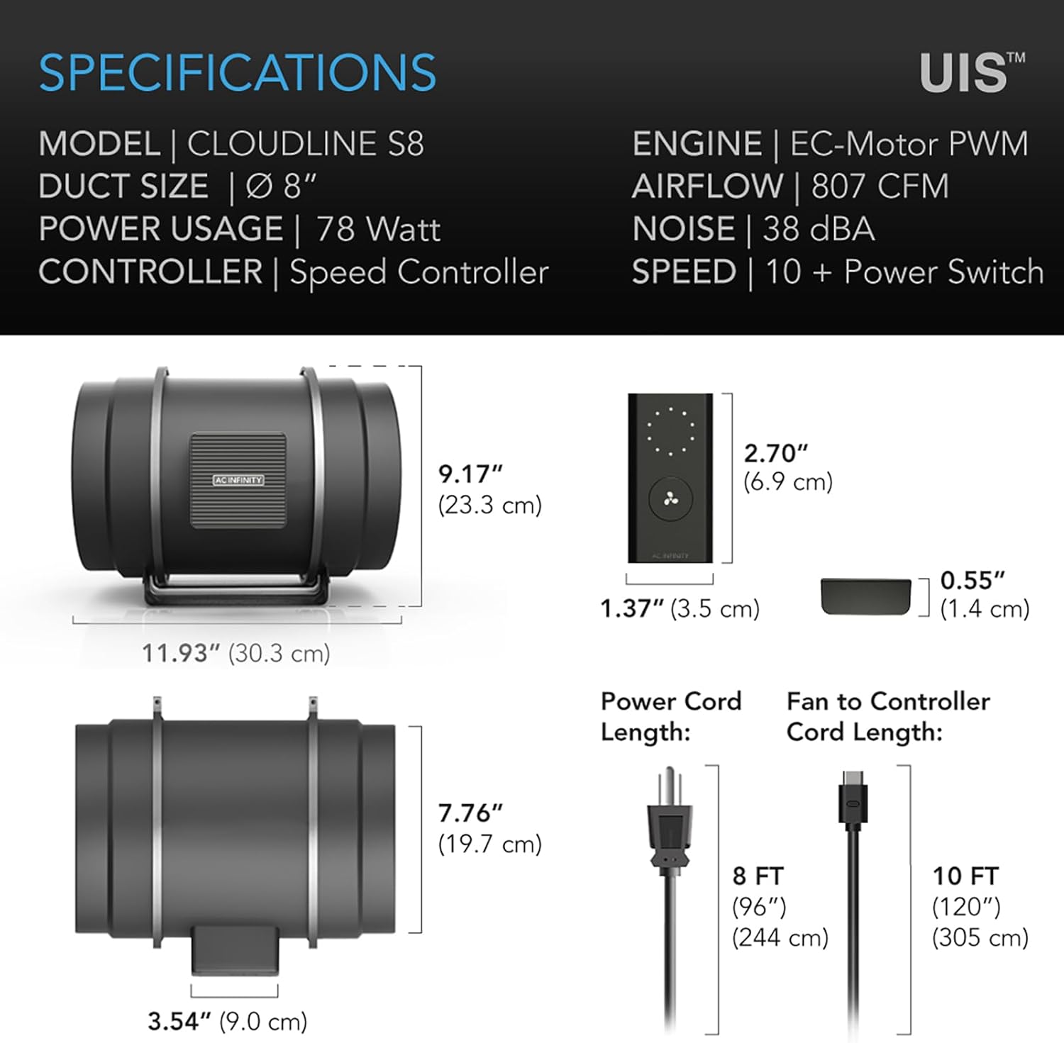 Ac Infinity CLOUDLINE S8 - Ventola a Condotto Silenziosa - immagine 6