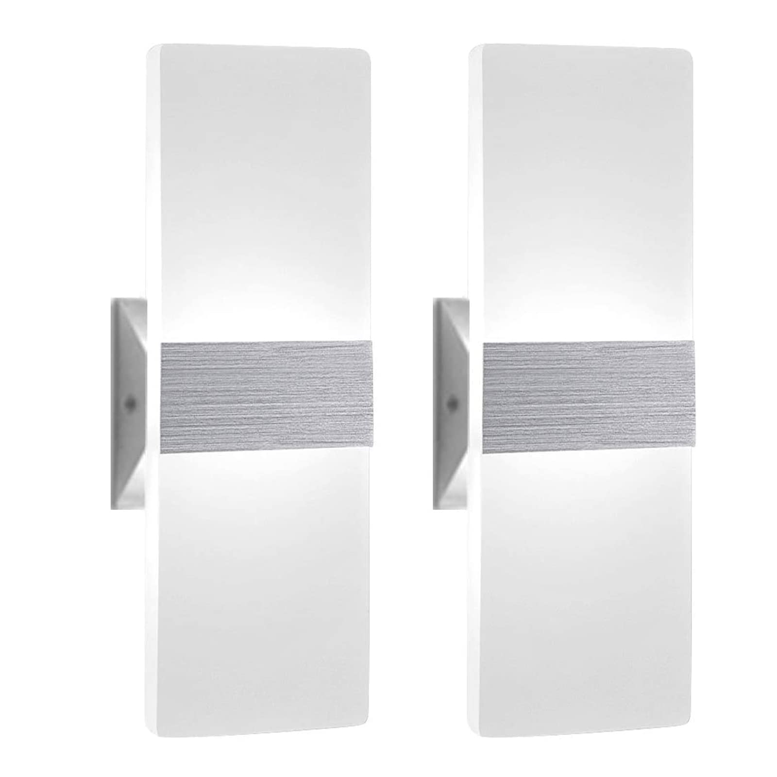 2 Pezzi LED Lampada da Parete Interno 12W Bianco Freddo