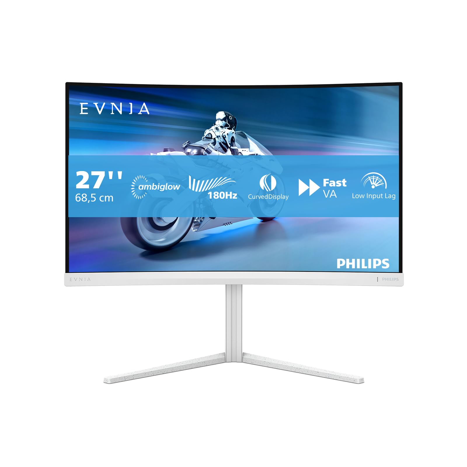 Philips Evnia 27M2C5201L - Monitor Gaming Curvo 27" FHD 180 Hz, Bianco