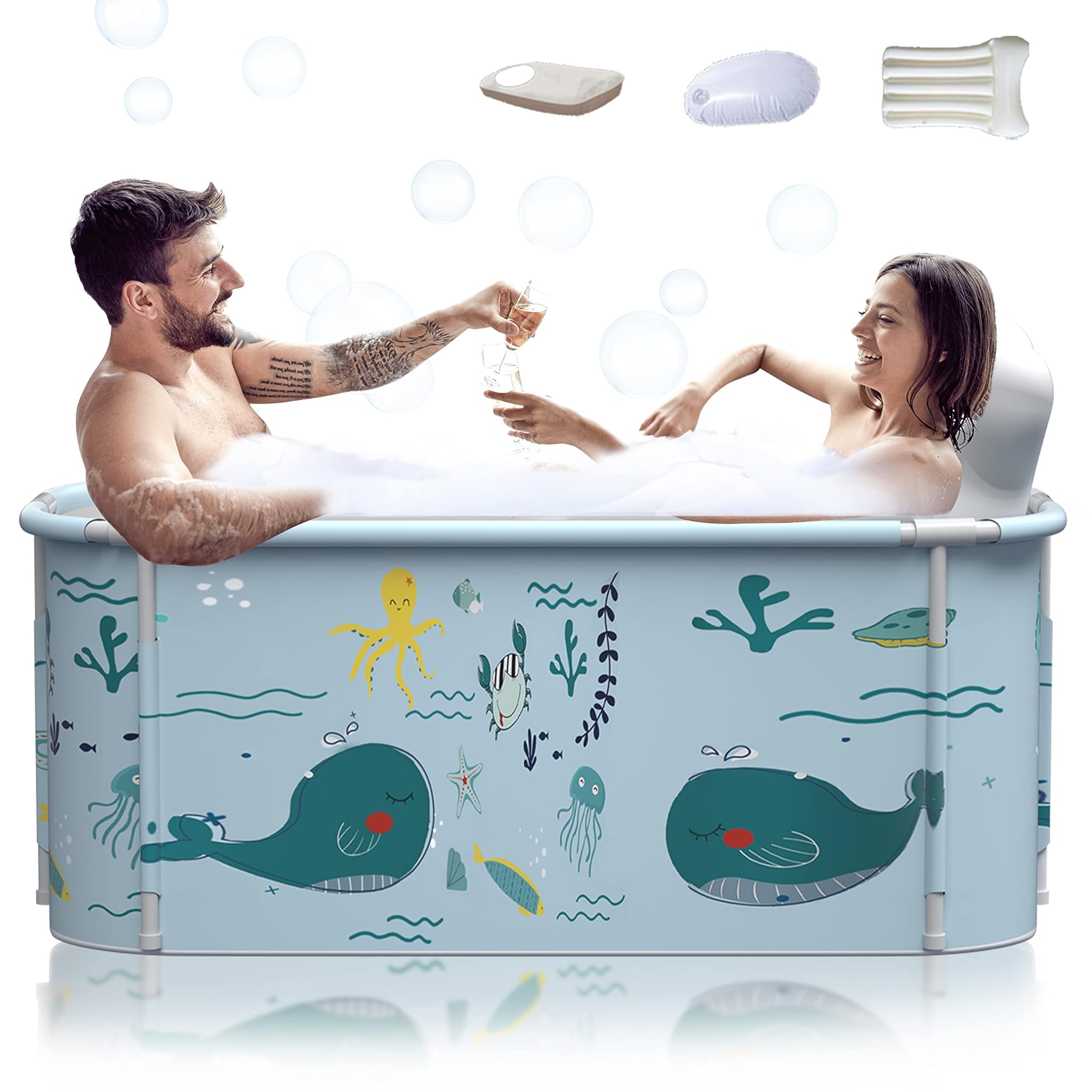 Kiseely Vasca da Bagno Pieghevole Portatile 140cm